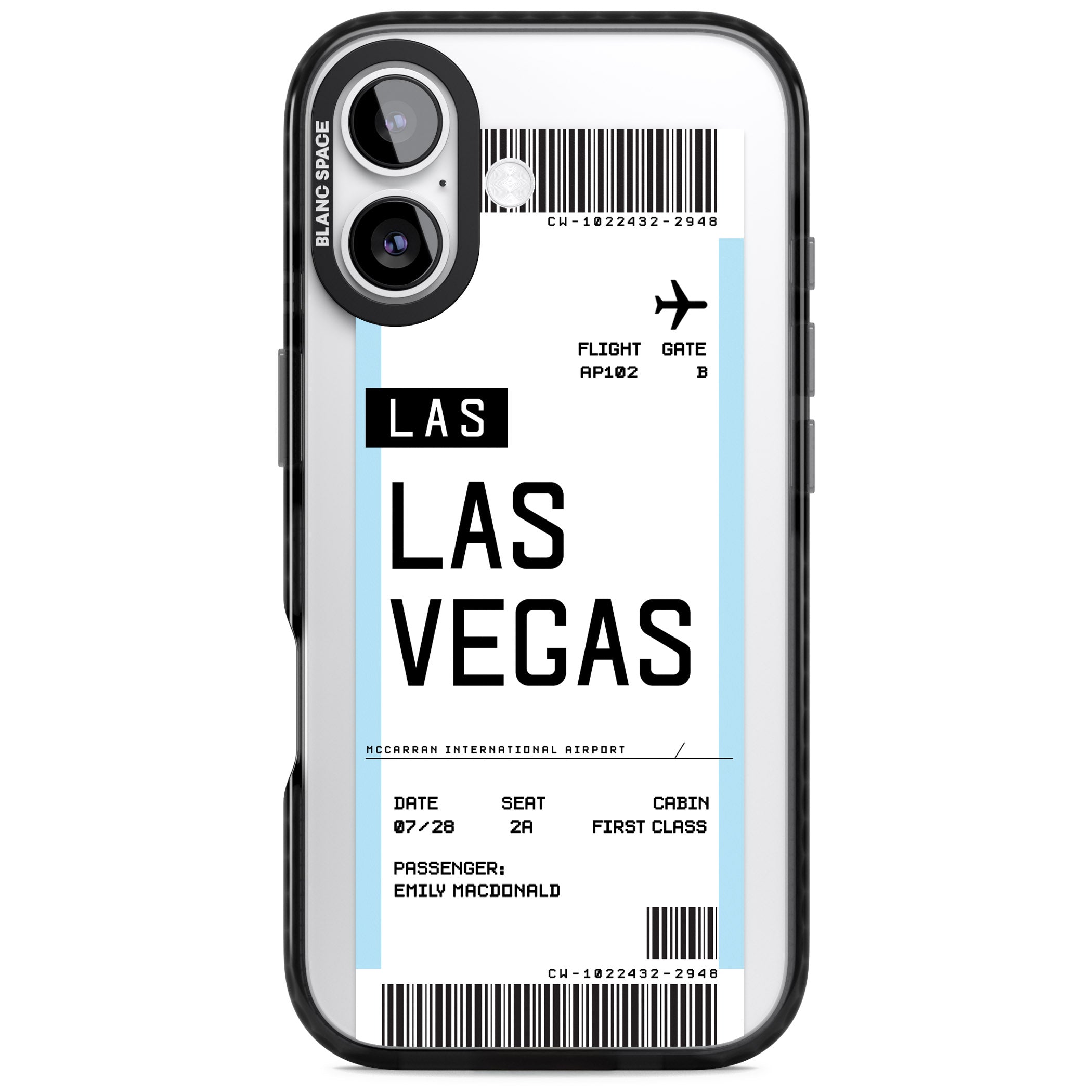 Personalised Las Vegas Boarding Pass iPhone 17 Impact Black Phone Case
