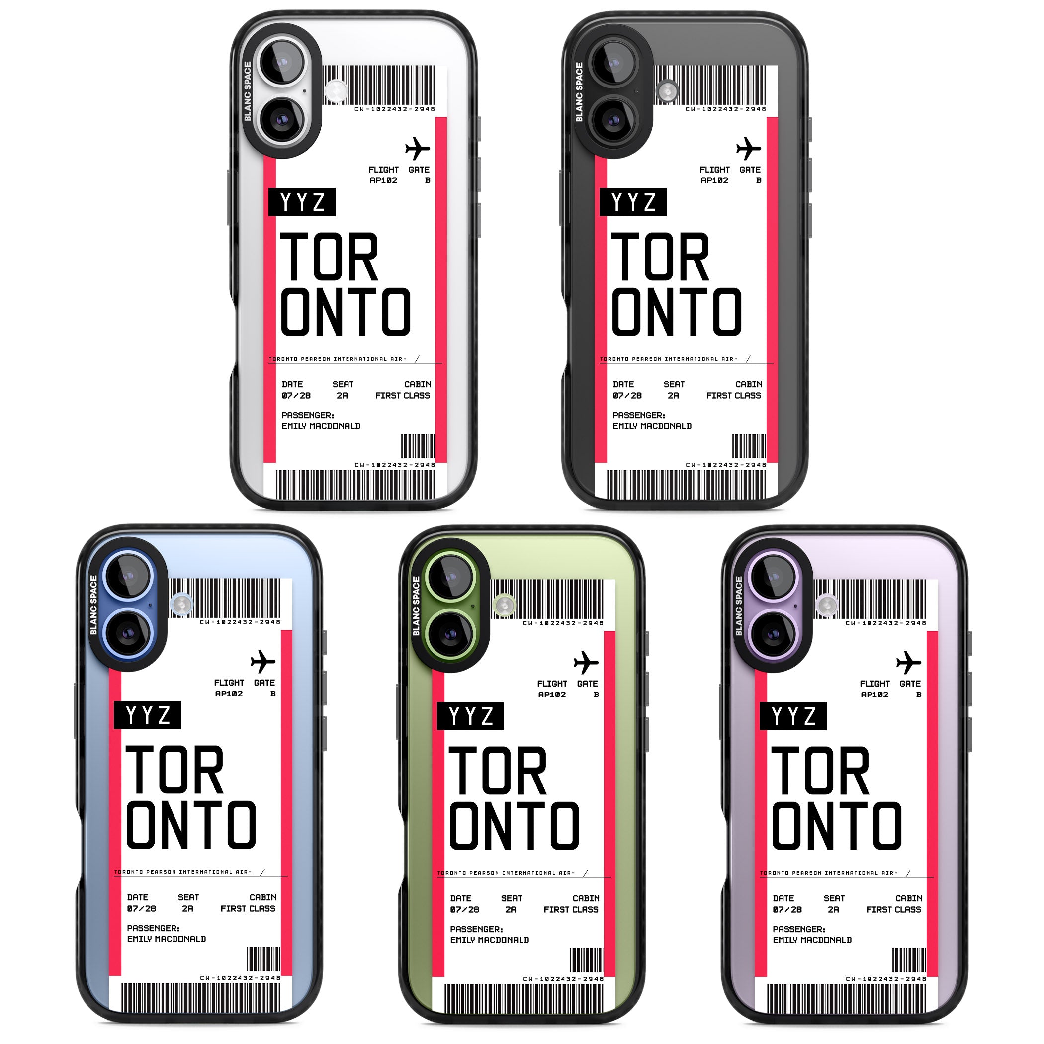 Personalised Toronto Boarding Pass iPhone 17 Impact Black Phone Case APT Impact Protection