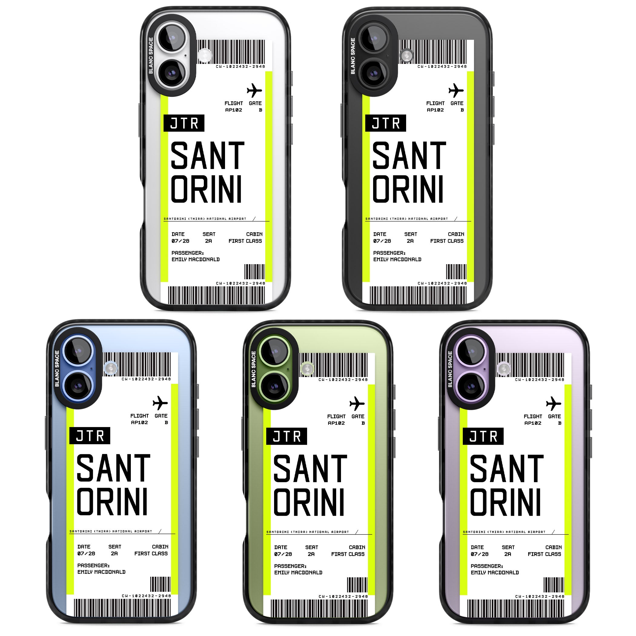 Personalised Santorini Boarding Pass iPhone 17 Impact Black Phone Case APT Impact Protection
