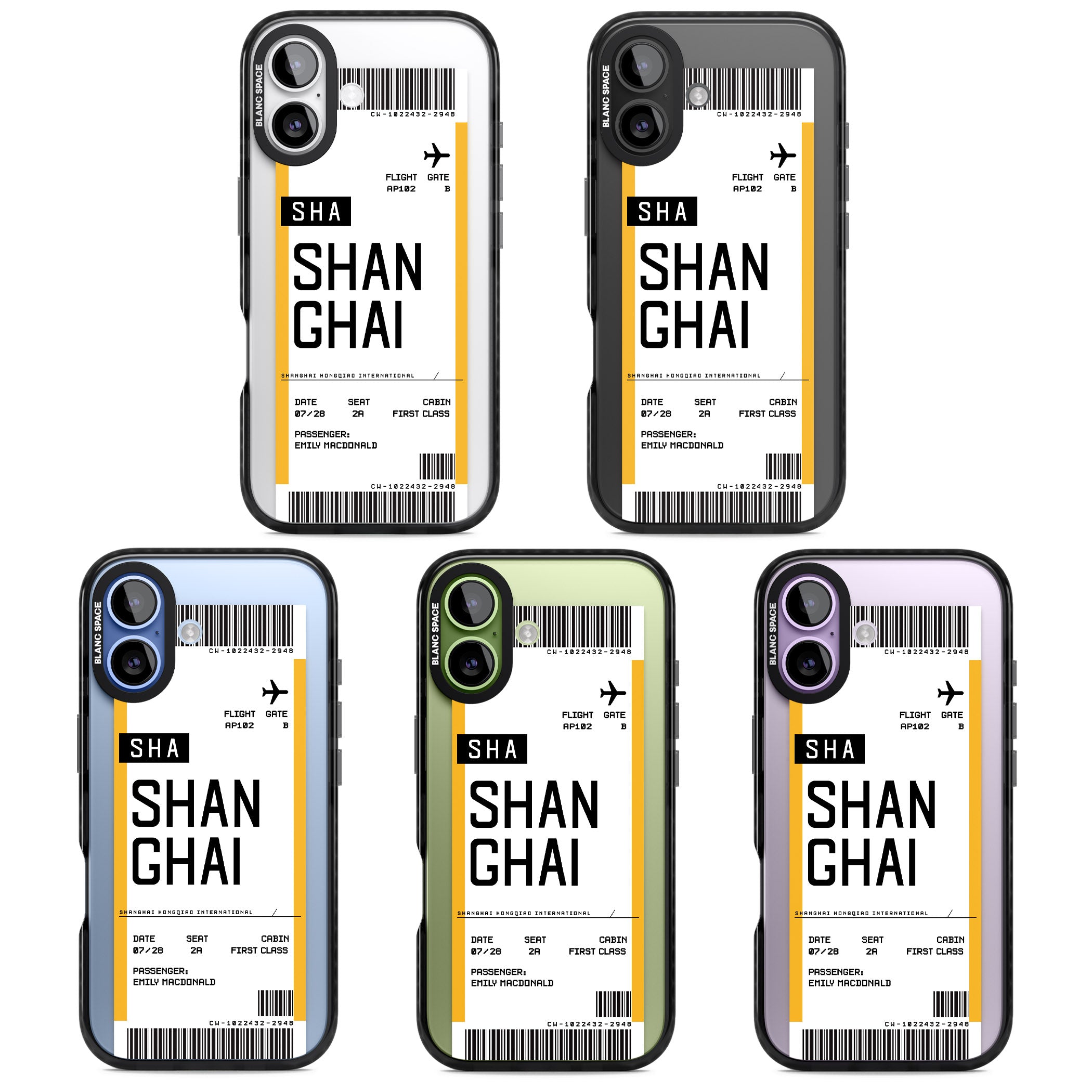 Personalised Shanghai Boarding Pass iPhone 17 Impact Black Phone Case APT Impact Protection