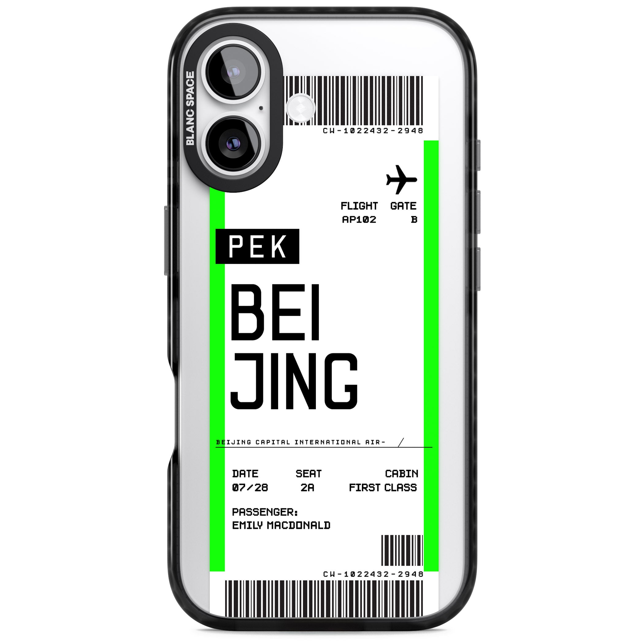 Personalised Beijing Boarding Pass iPhone 17 Impact Black Phone Case