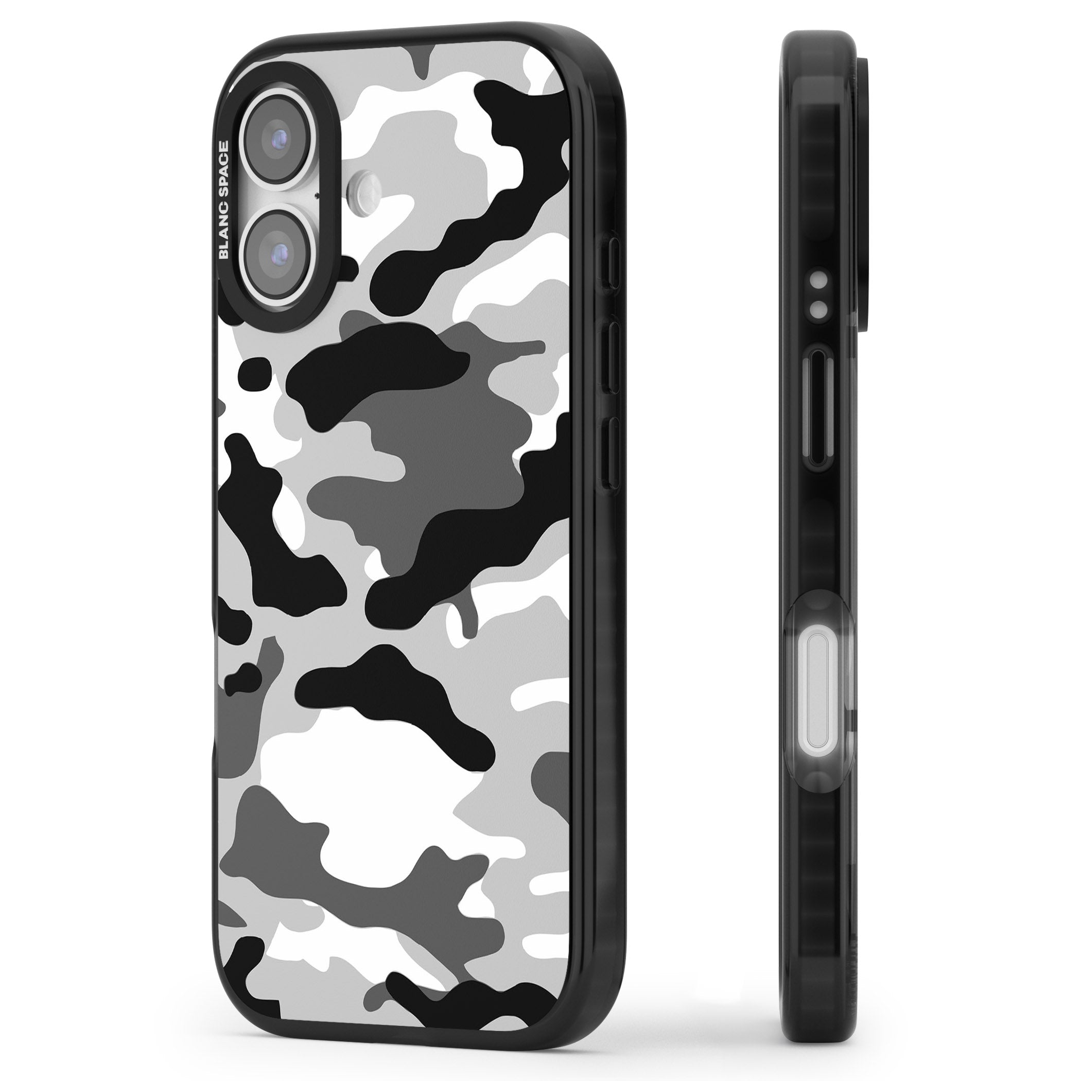Grey Camo iPhone 17 Impact Black Phone Case Side Profile