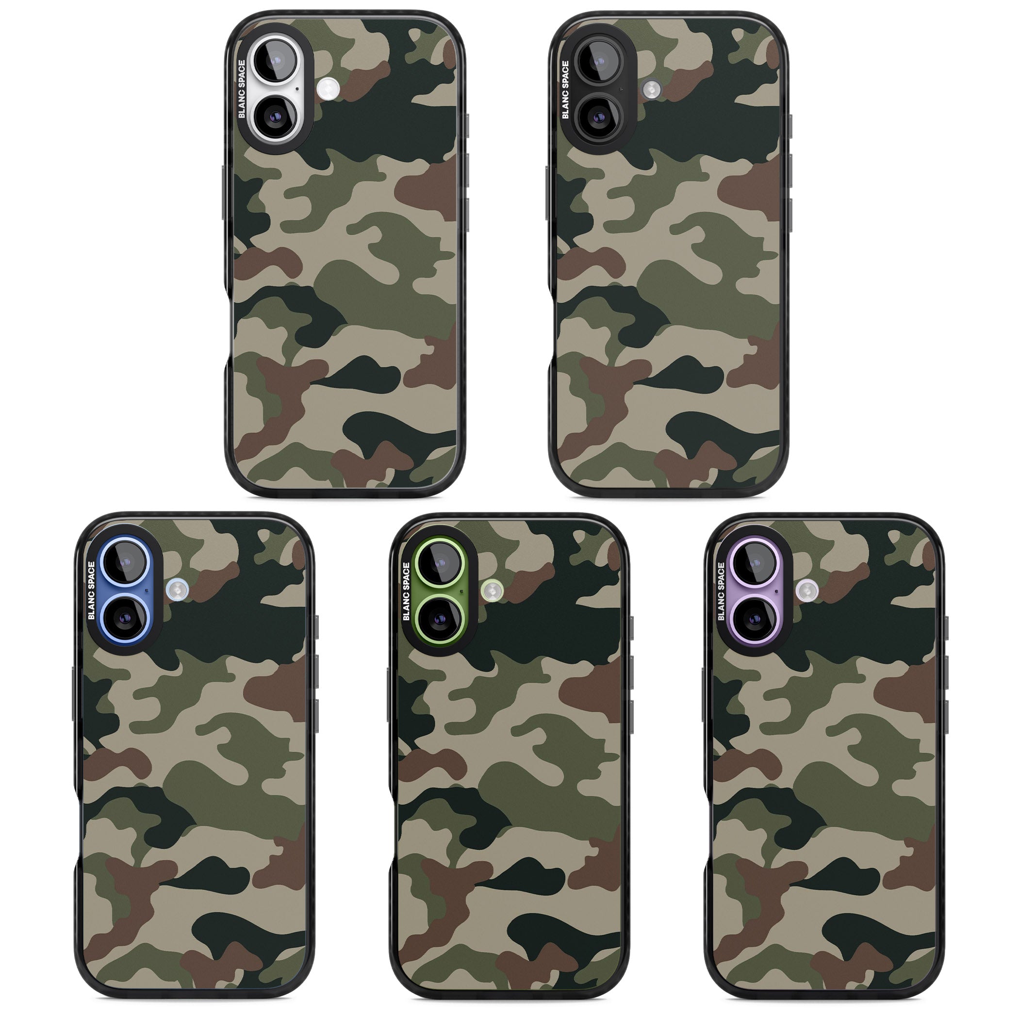 Green And Brown Camo iPhone 17 Impact Black Phone Case APT Impact Protection