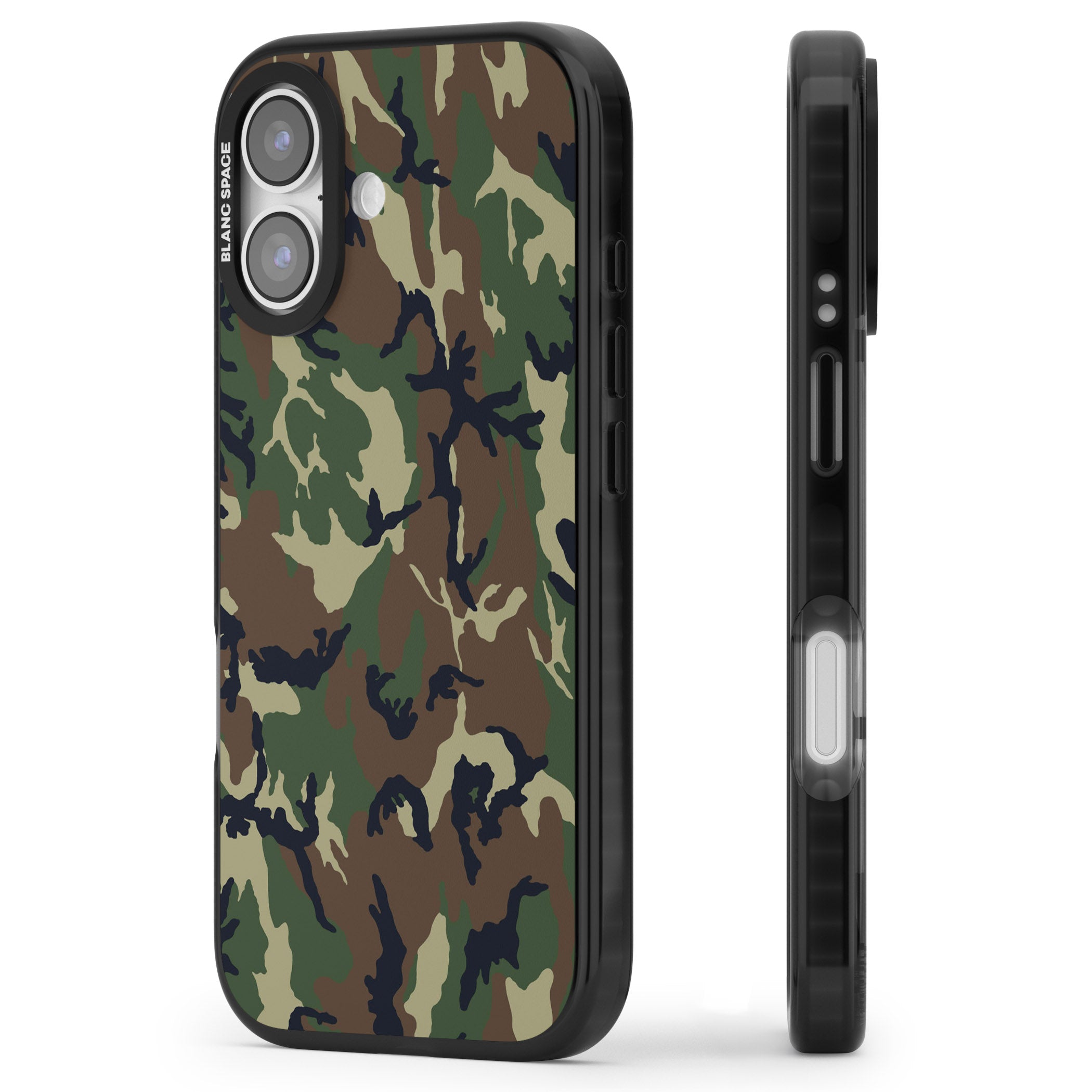 Forest Green Camo iPhone 17 Impact Black Phone Case Side Profile