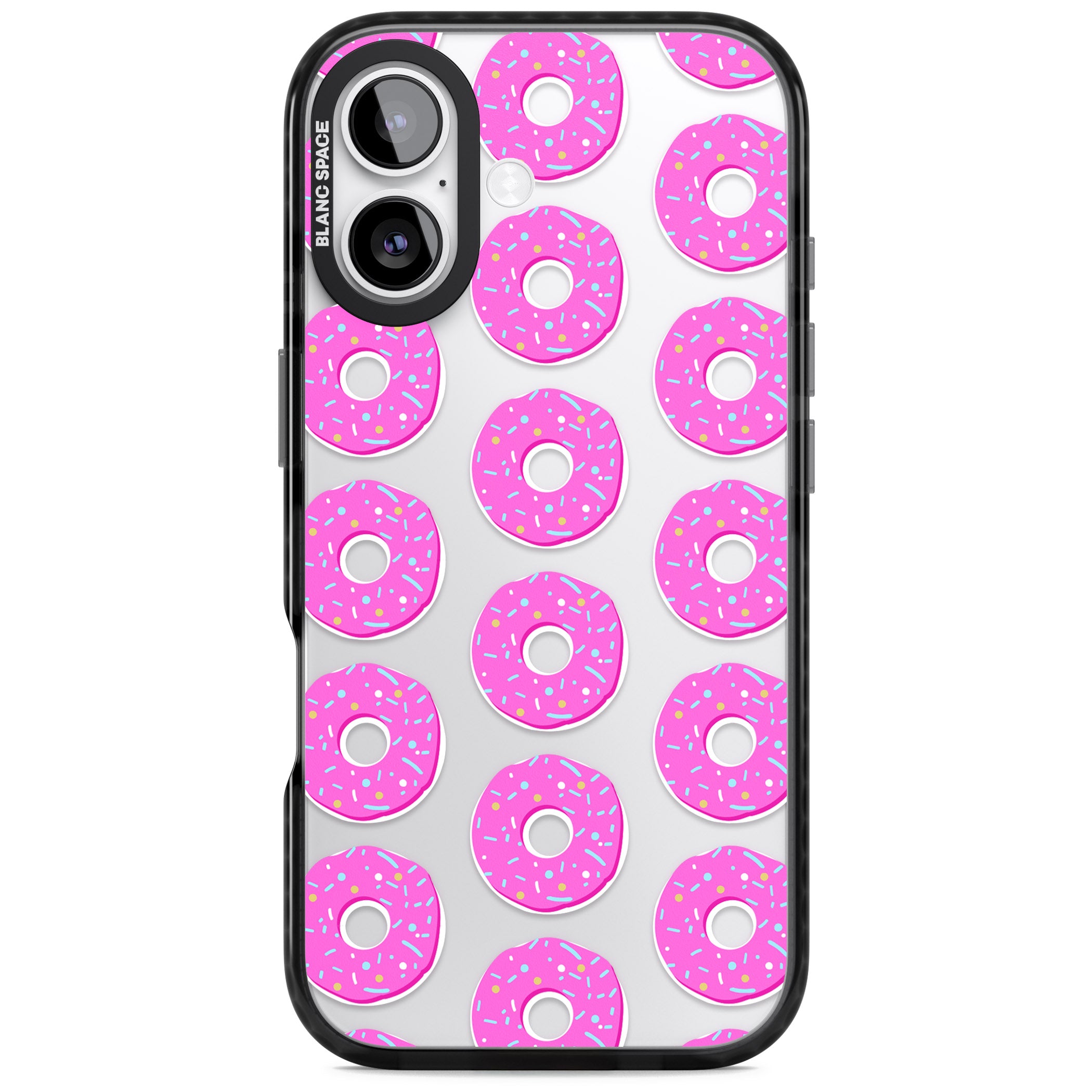 Pink Donut Pattern iPhone 17 Impact Black Phone Case