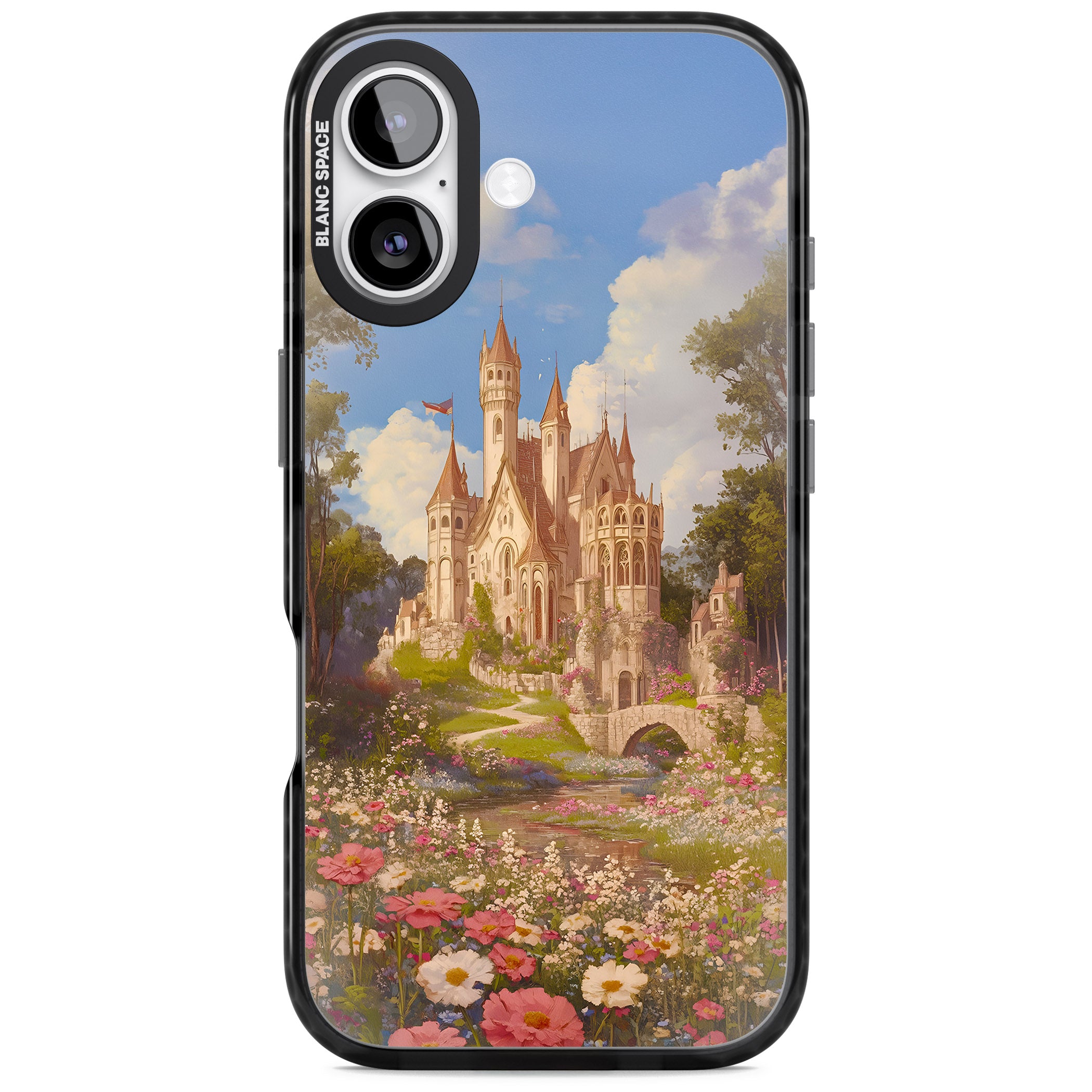 Castle Flower Fields iPhone 17 Impact Black Phone Case