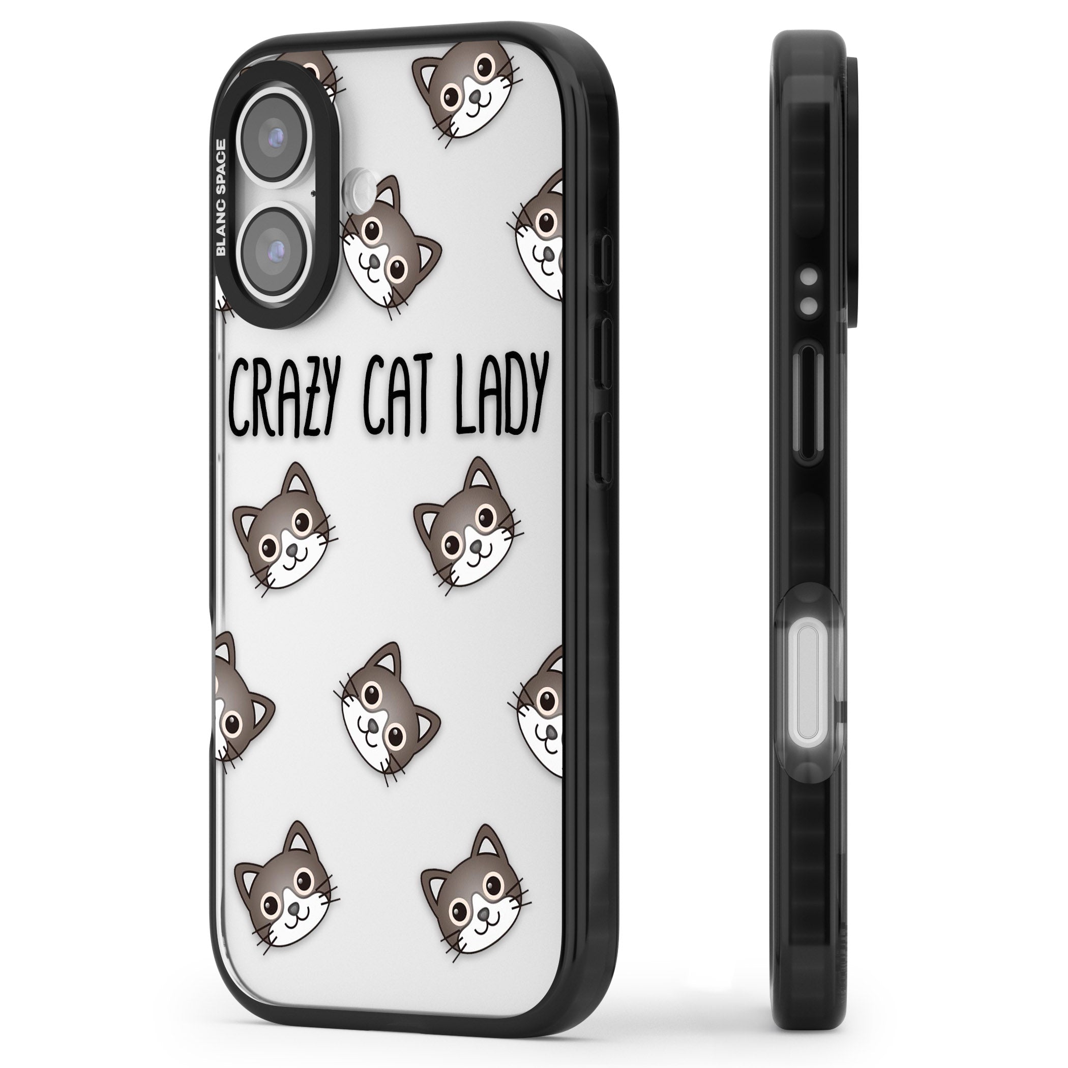 Crazy Cat Lady iPhone 17 Impact Black Phone Case Side Profile