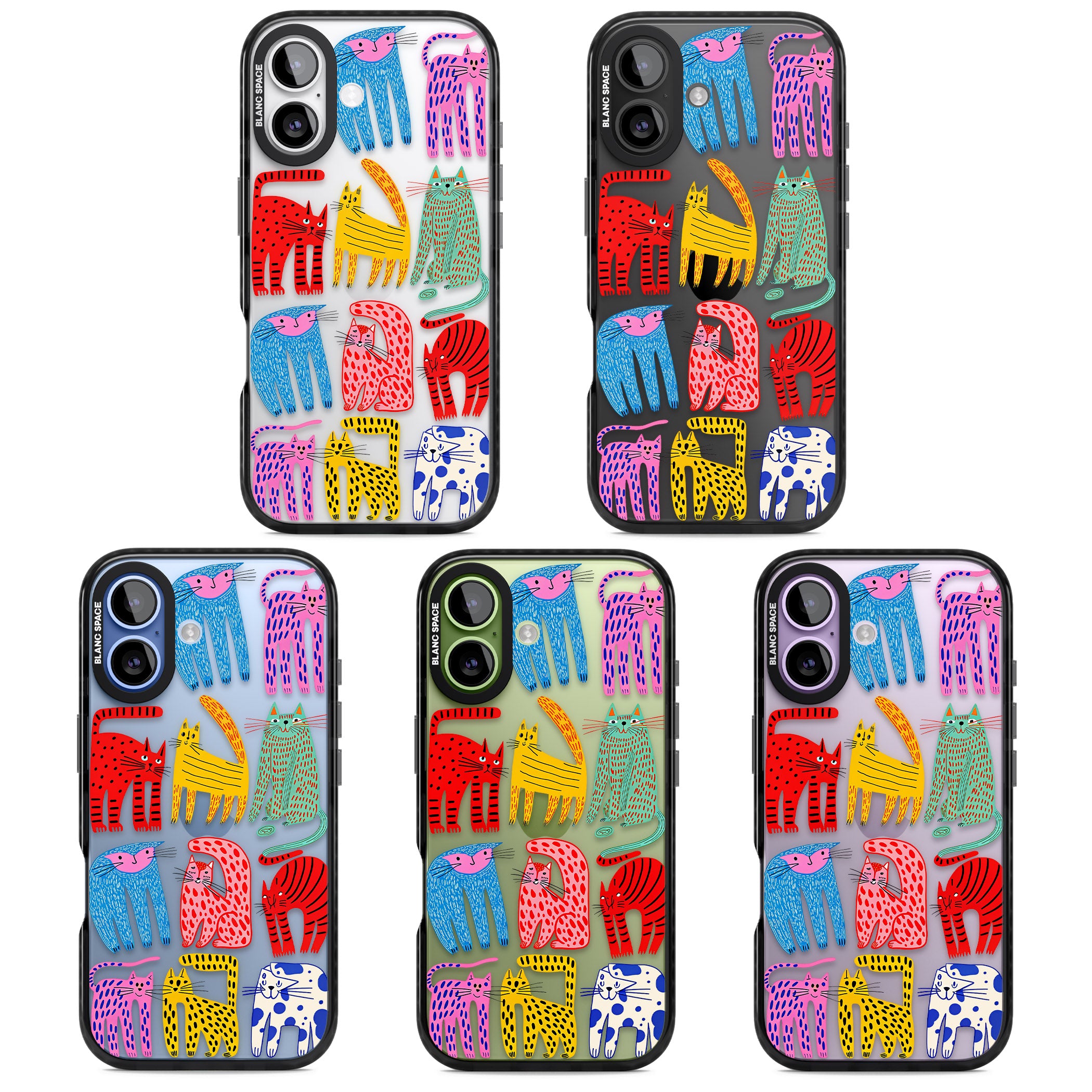 Abstract Colourful Cats iPhone 17 Impact Black Phone Case APT Impact Protection
