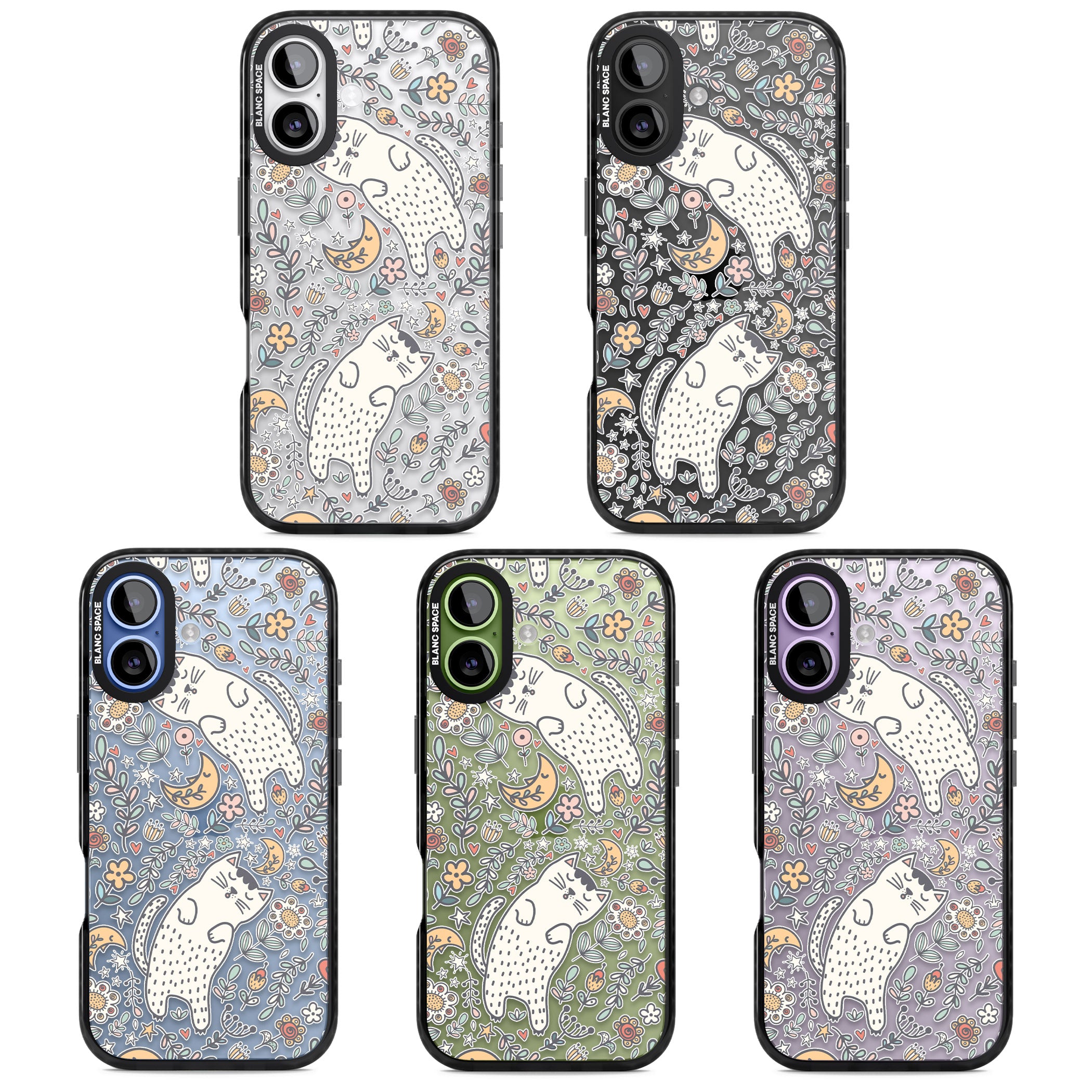 Sleeping Cat Pattern iPhone 17 Impact Black Phone Case APT Impact Protection