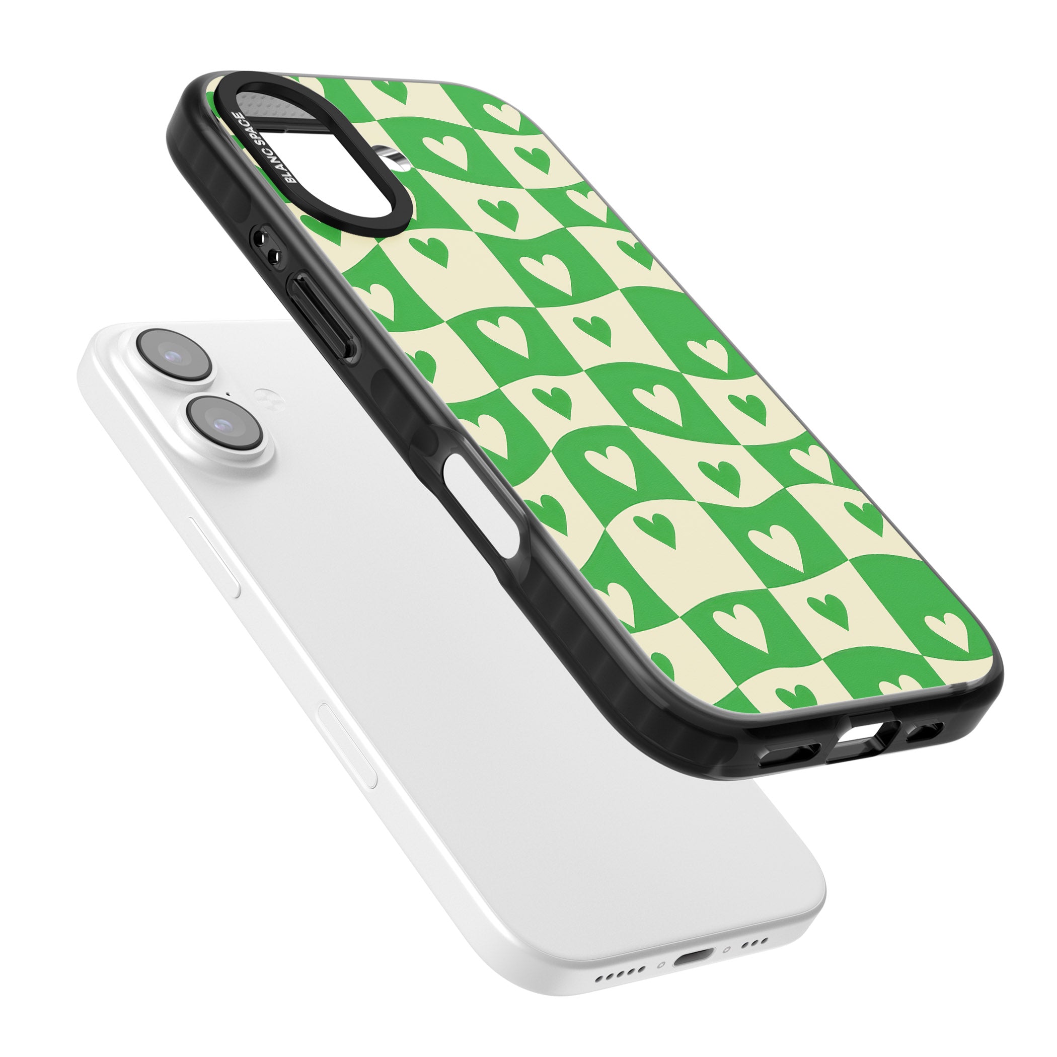 Green Wavy Checked Hearts iPhone 17 Impact Black Phone Case Colours