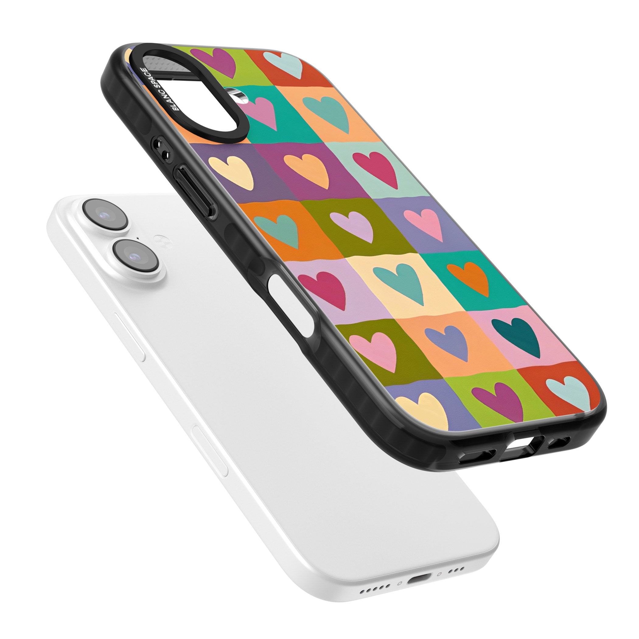 Multicolour Checked Hearts iPhone 17 Impact Black Phone Case Colours