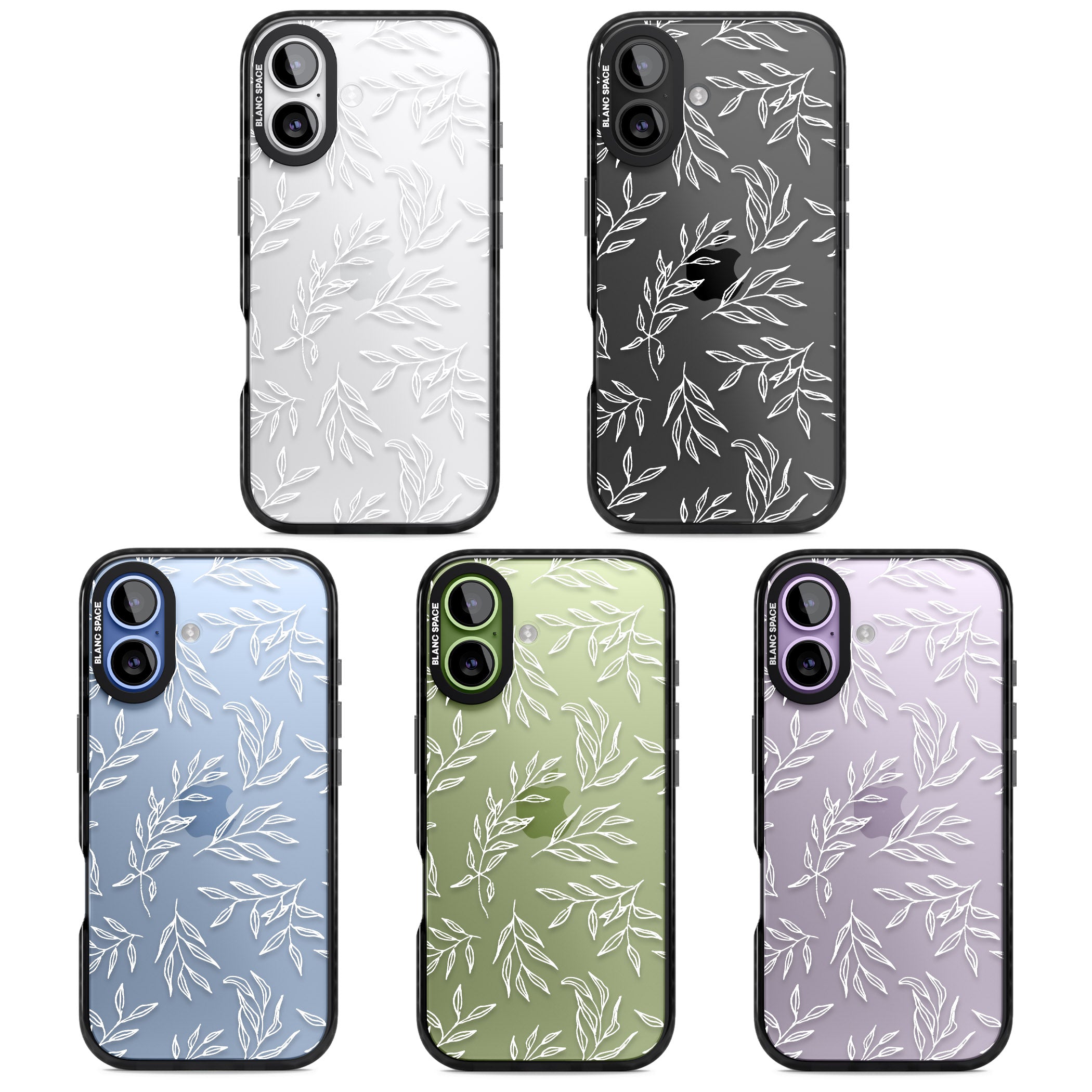 Leafy Botanical iPhone 17 Impact Black Phone Case APT Impact Protection