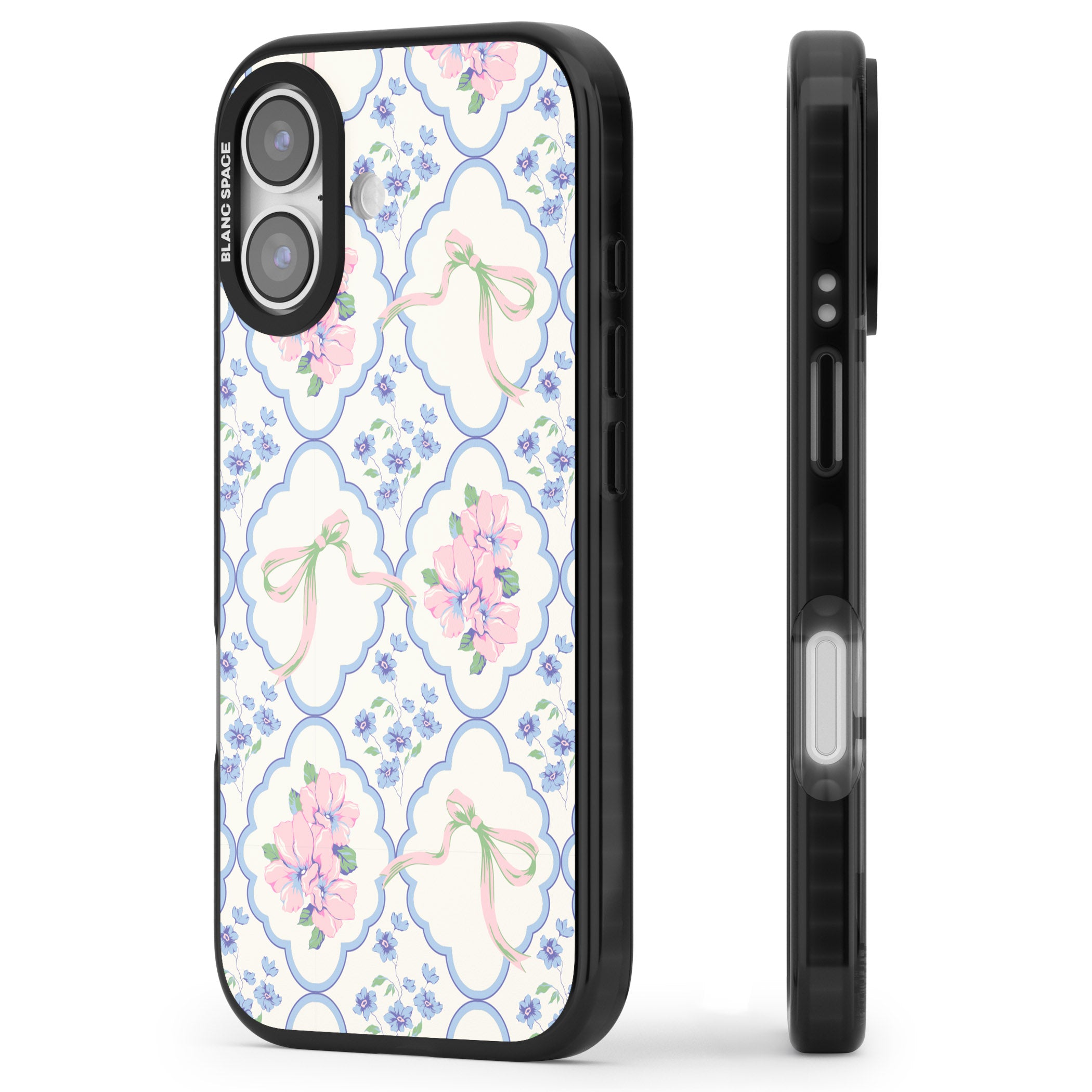 Coquette Flowers & Bows iPhone 17 Impact Black Phone Case Side Profile