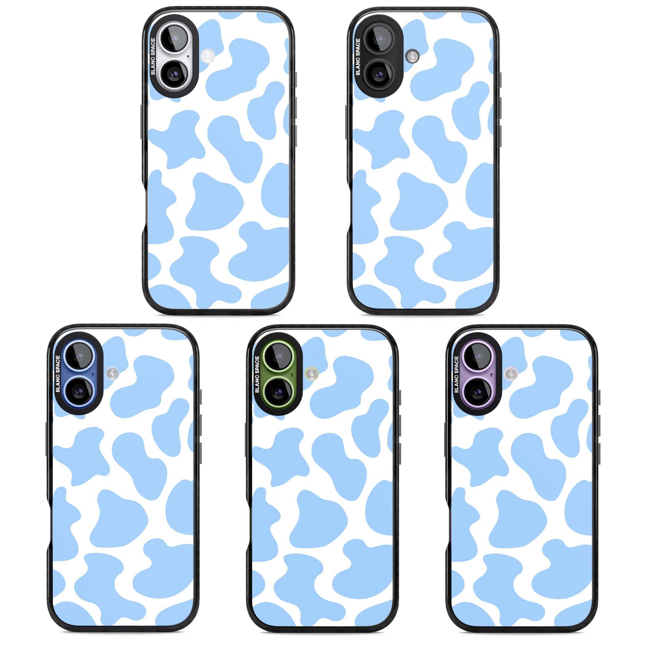 Blue And White Cow Print iPhone 17 Impact Black Phone Case APT Impact Protection