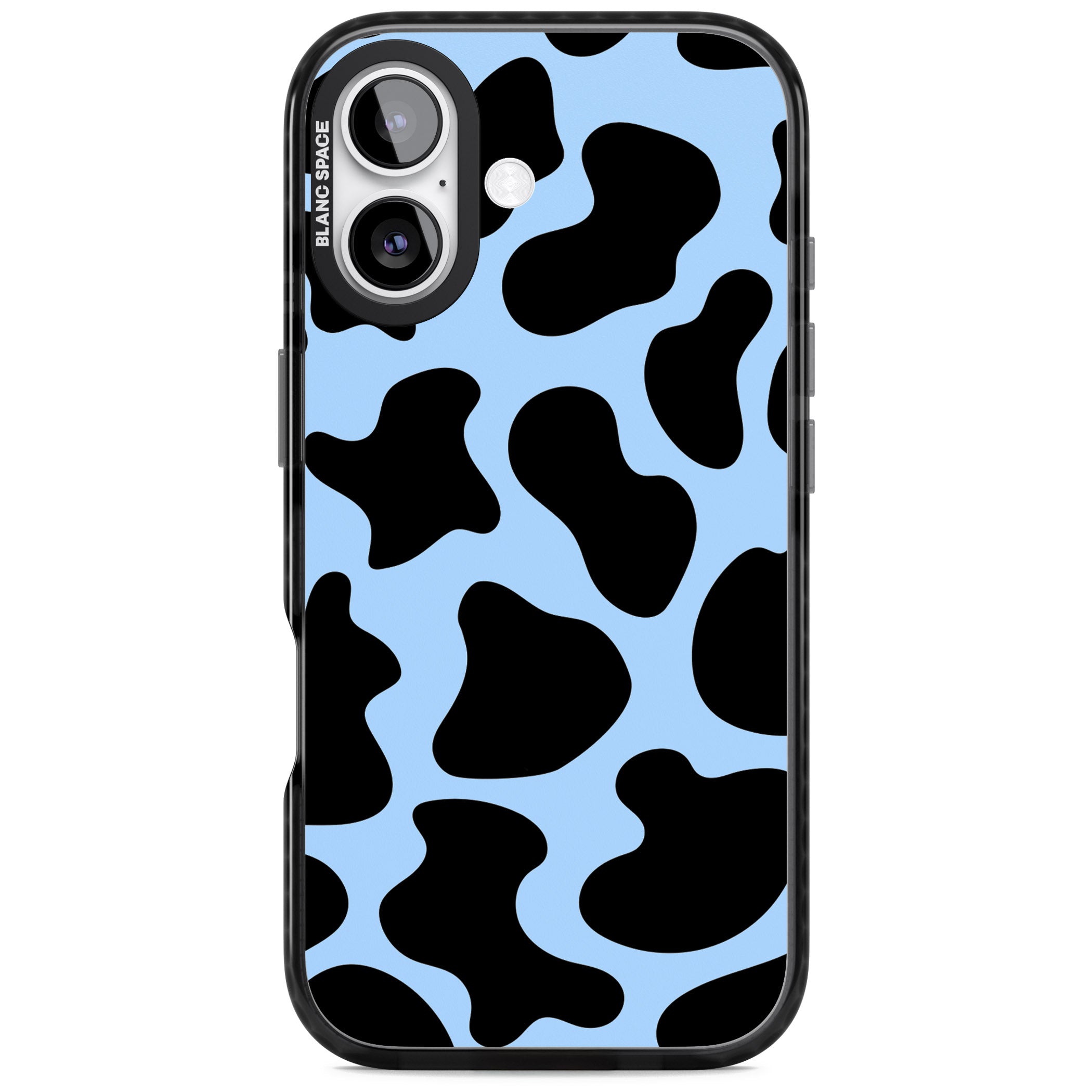 Blue And Black Cow Print iPhone 17 Impact Black Phone Case