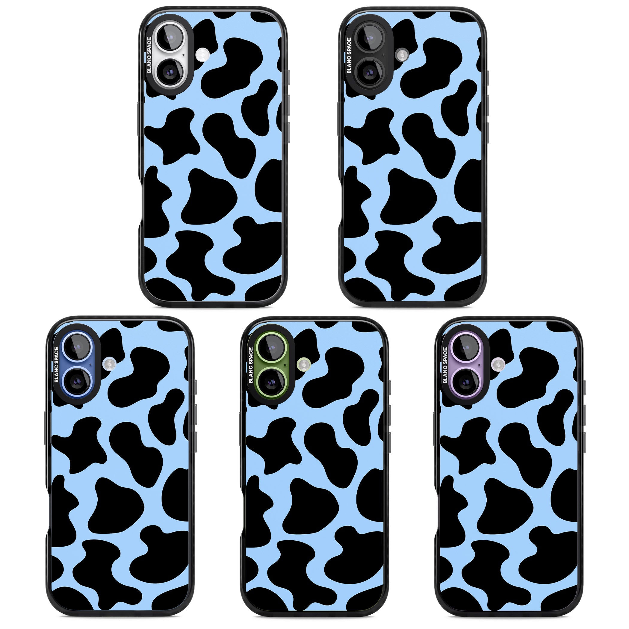 Blue And Black Cow Print iPhone 17 Impact Black Phone Case APT Impact Protection