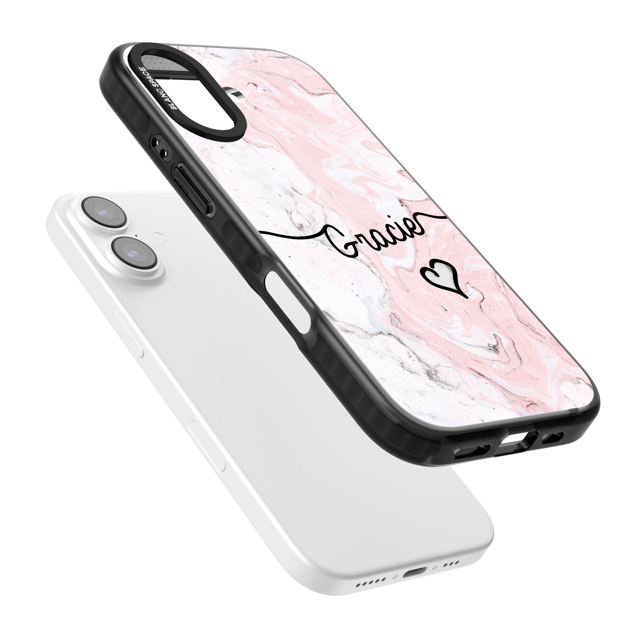 Personalised Pink Marble iPhone 17 Impact Black Phone Case Colours