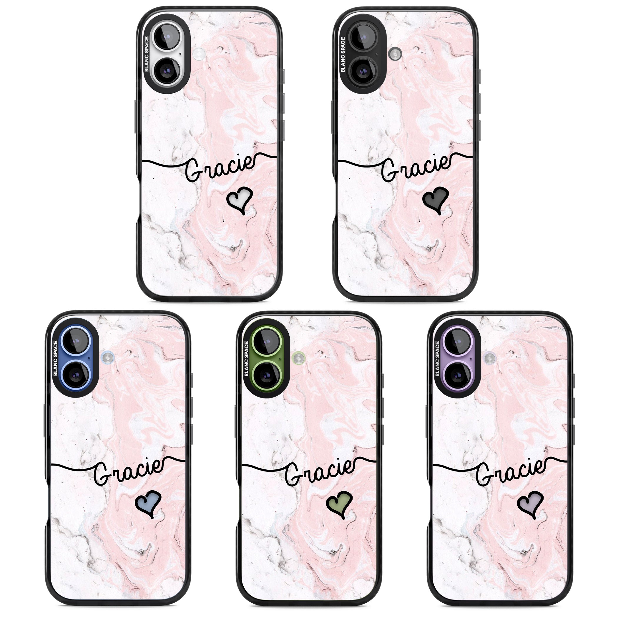 Personalised Pink Marble iPhone 17 Impact Black Phone Case APT Impact Protection