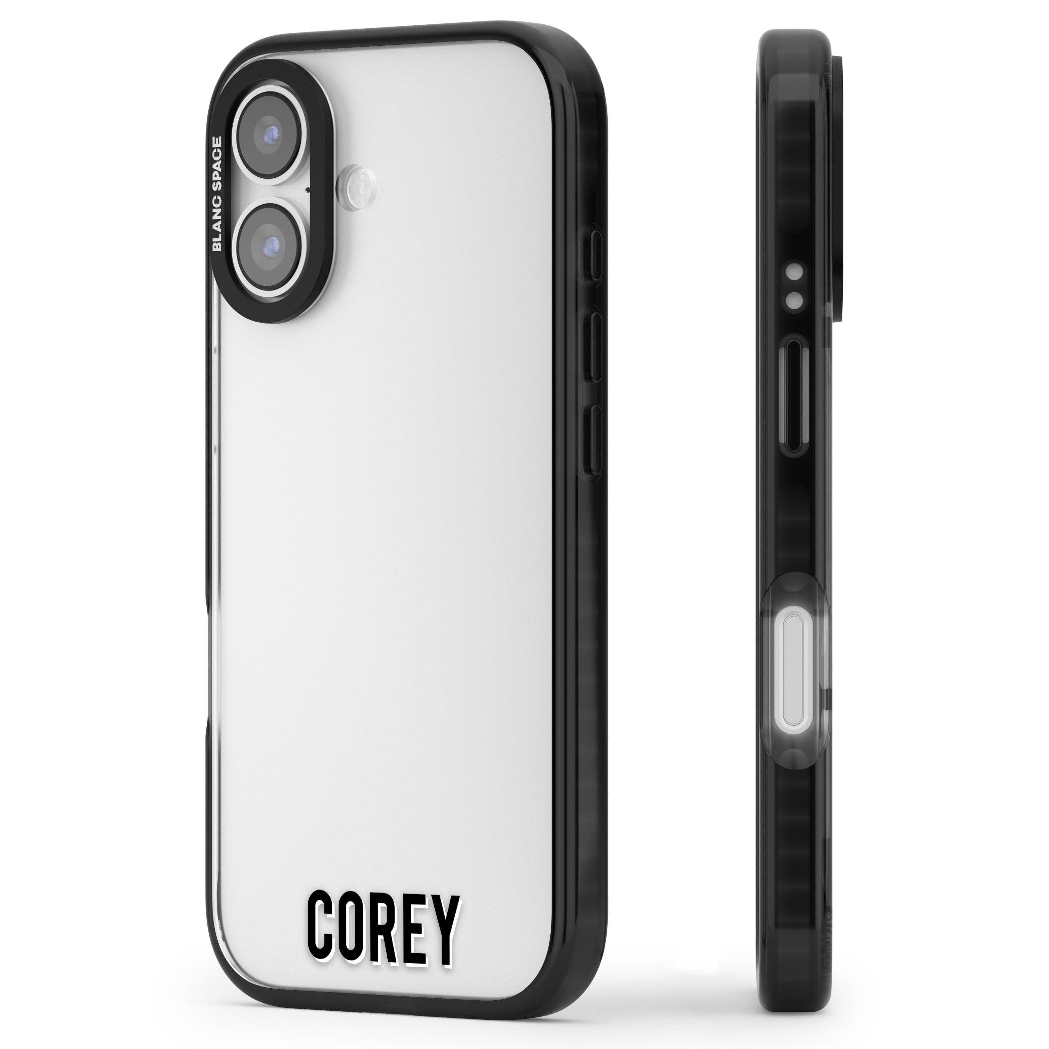 Personalised Bottom Name iPhone 17 Impact Black Phone Case Side Profile