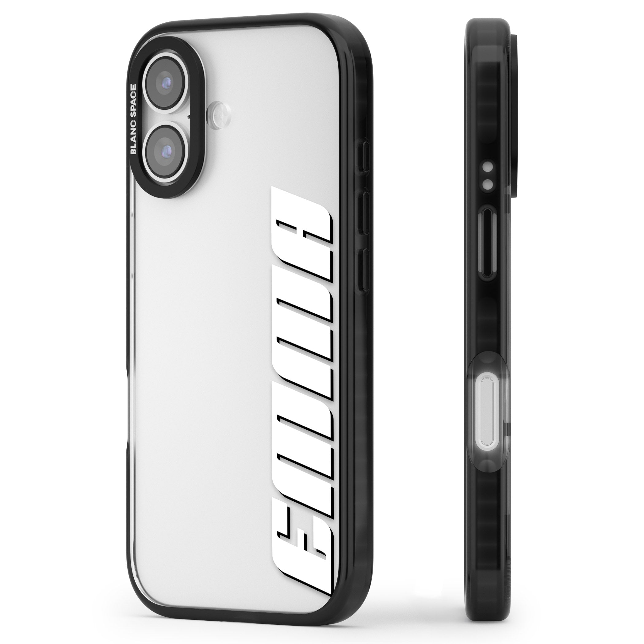 Personalised Vertical Bold Name iPhone 17 Impact Black Phone Case Side Profile