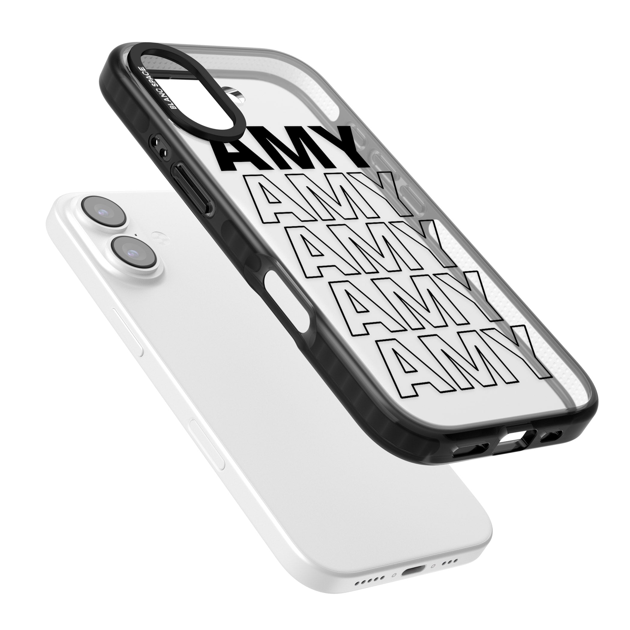 Personalised Bold Name Repetition iPhone 17 Impact Black Phone Case Colours