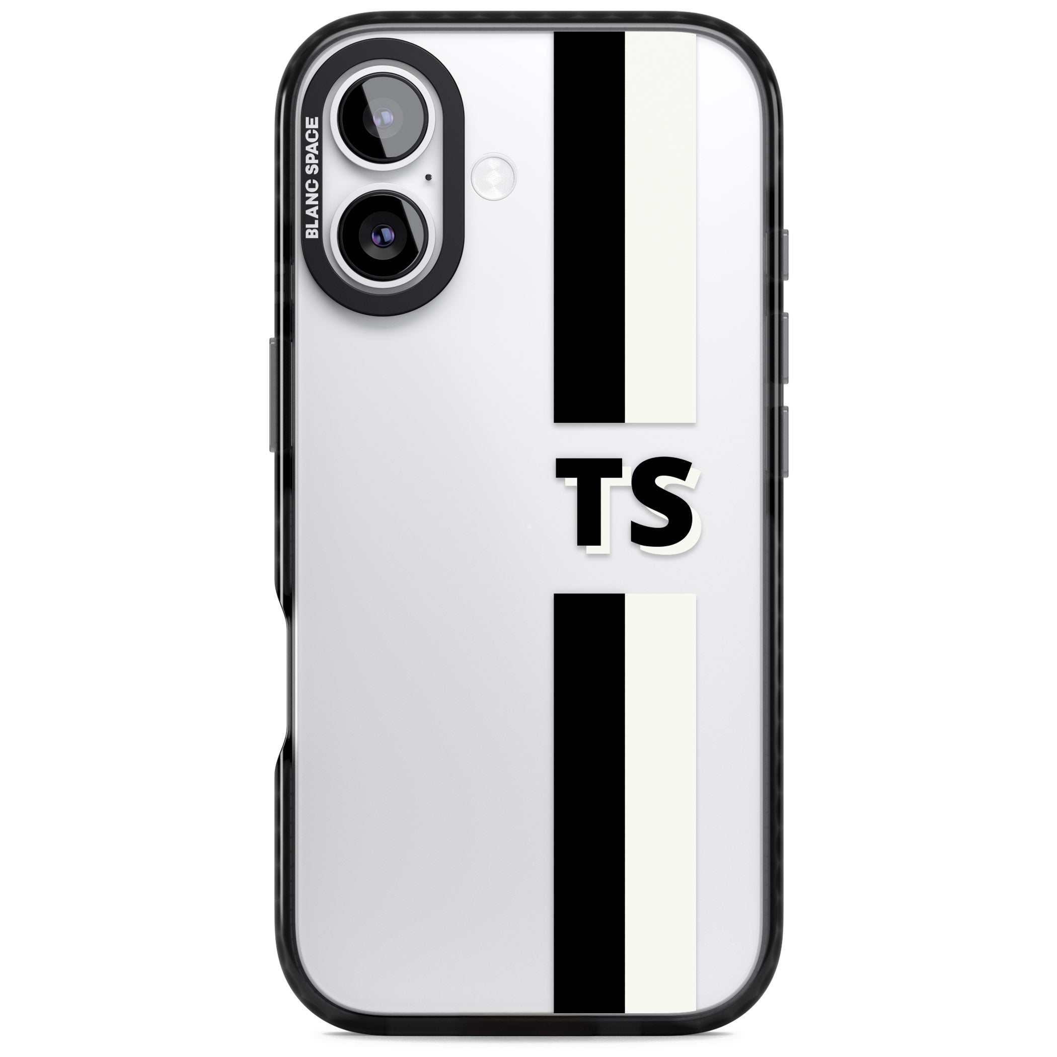 Personalised Black And White Stripe iPhone 17 Impact Black Phone Case