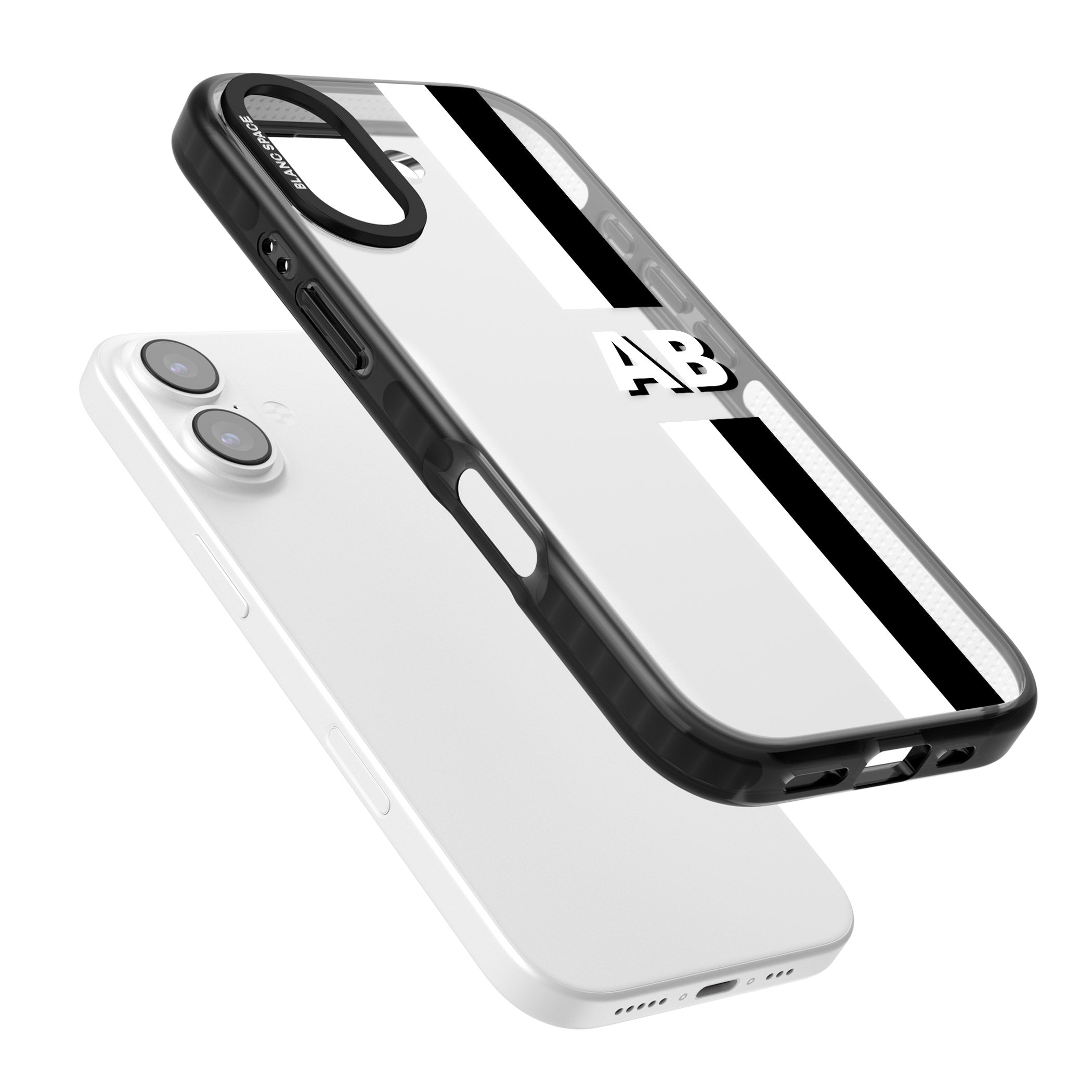 Personalised Bold Two Stripe Name iPhone 17 Impact Black Phone Case Colours