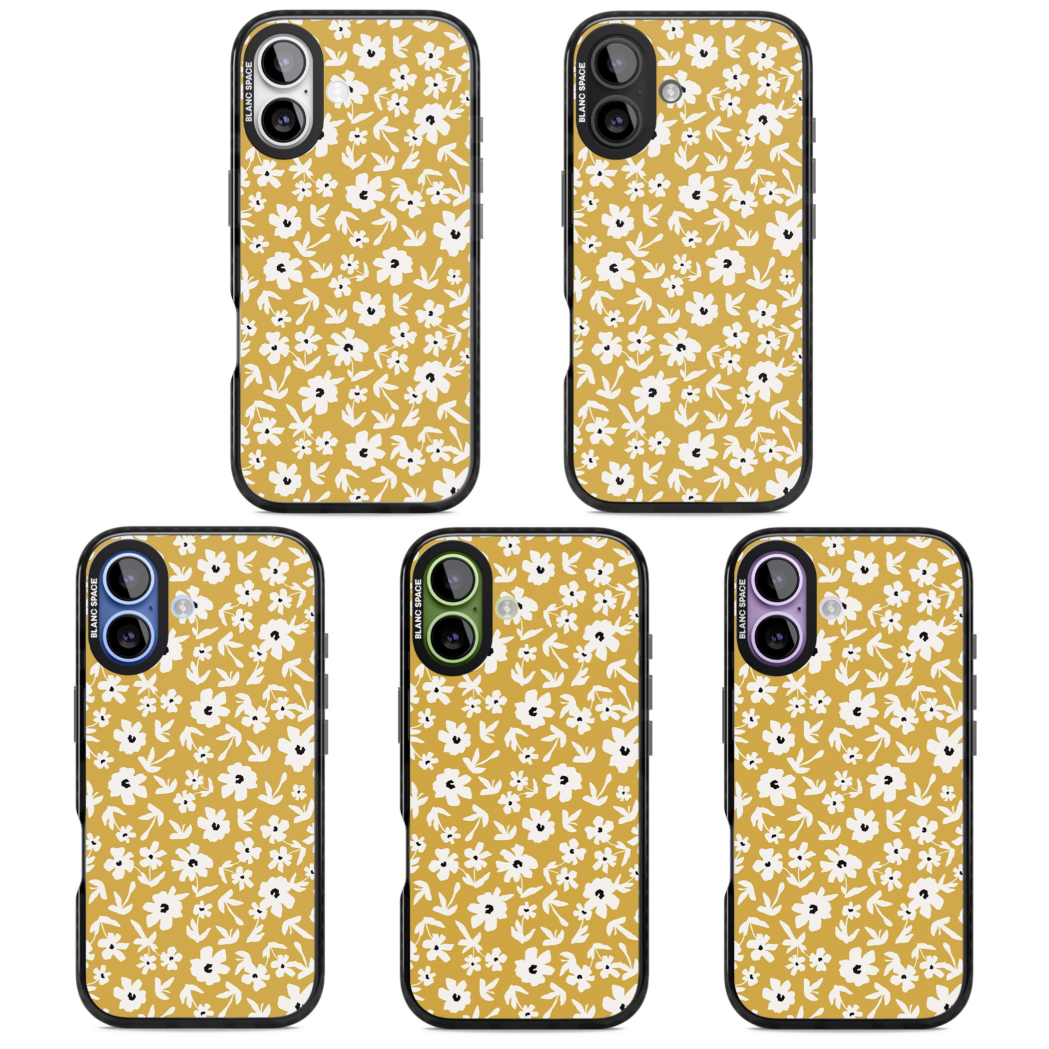 Mustard Floral iPhone 17 Impact Black Phone Case APT Impact Protection