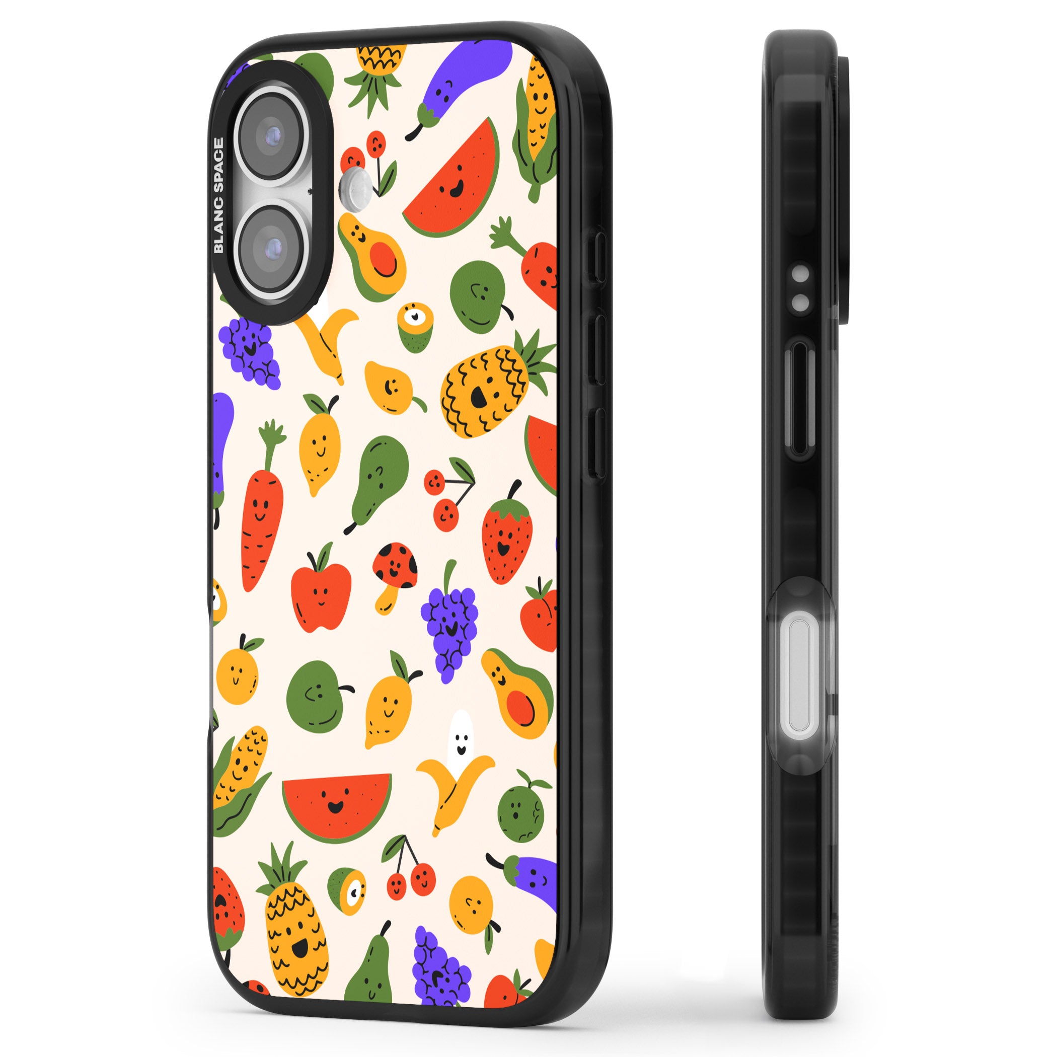 Kawaii Fruit iPhone 17 Impact Black Phone Case Side Profile