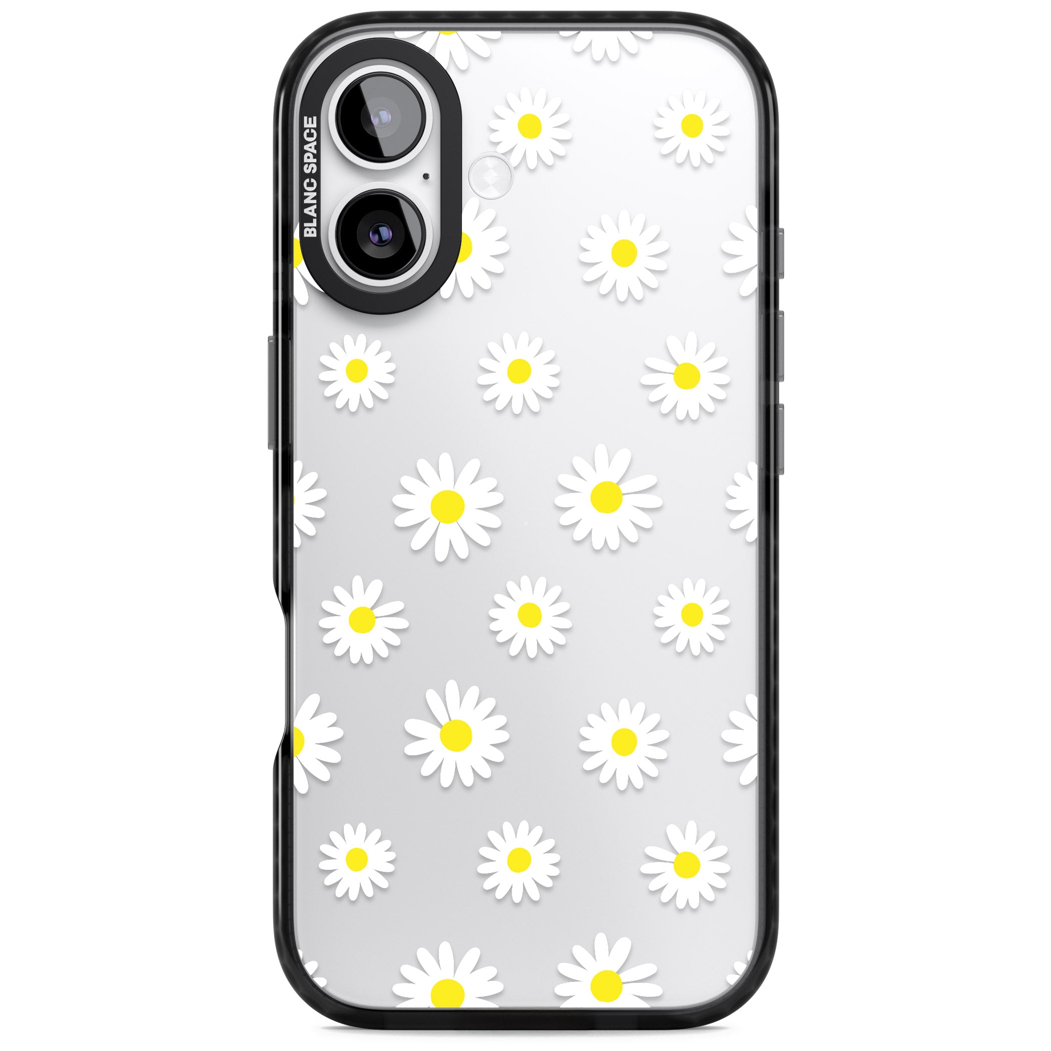 Personalised White Daisy Pattern iPhone 17 Impact Black Phone Case