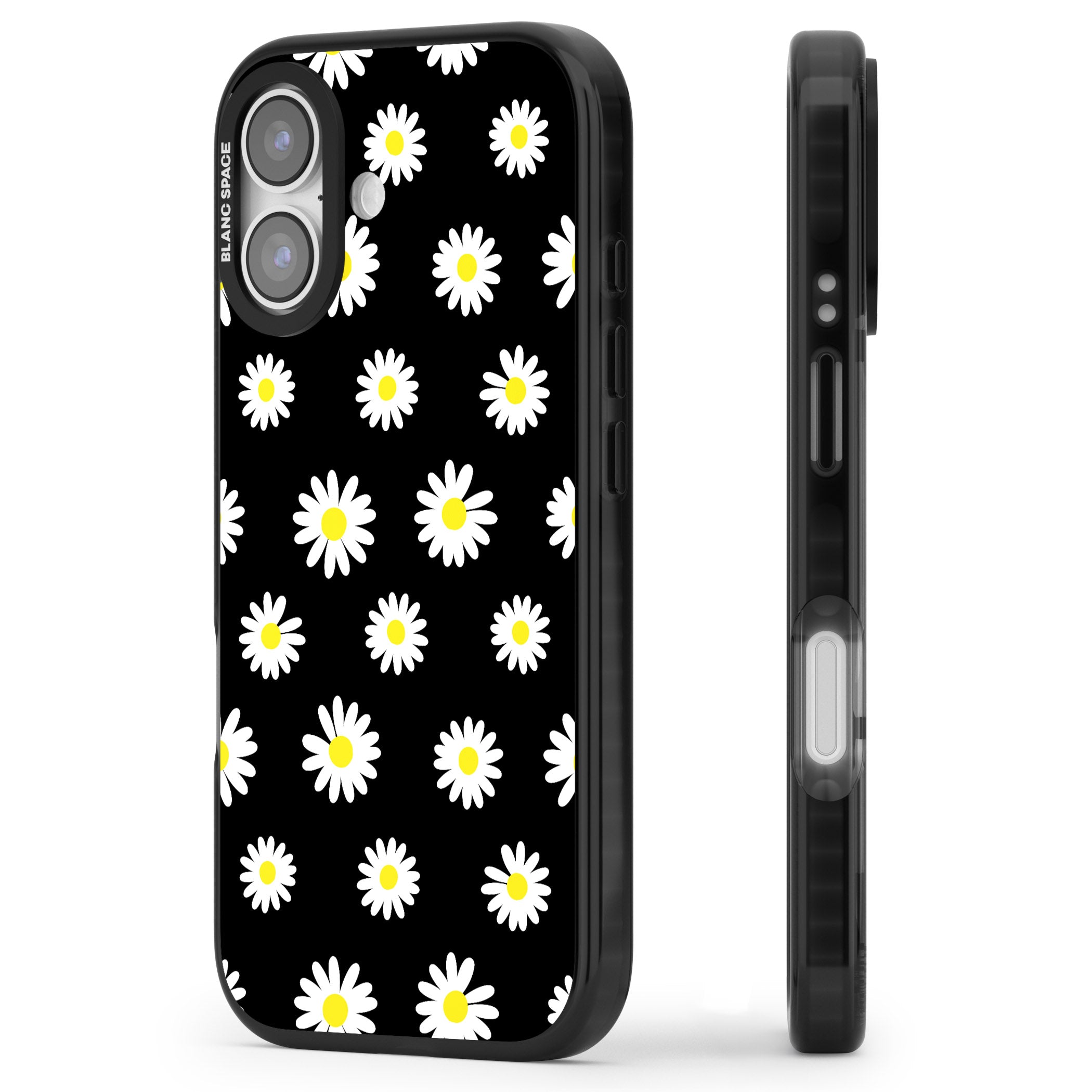 Personalised Chic Daisy Pattern iPhone 17 Impact Black Phone Case Side Profile