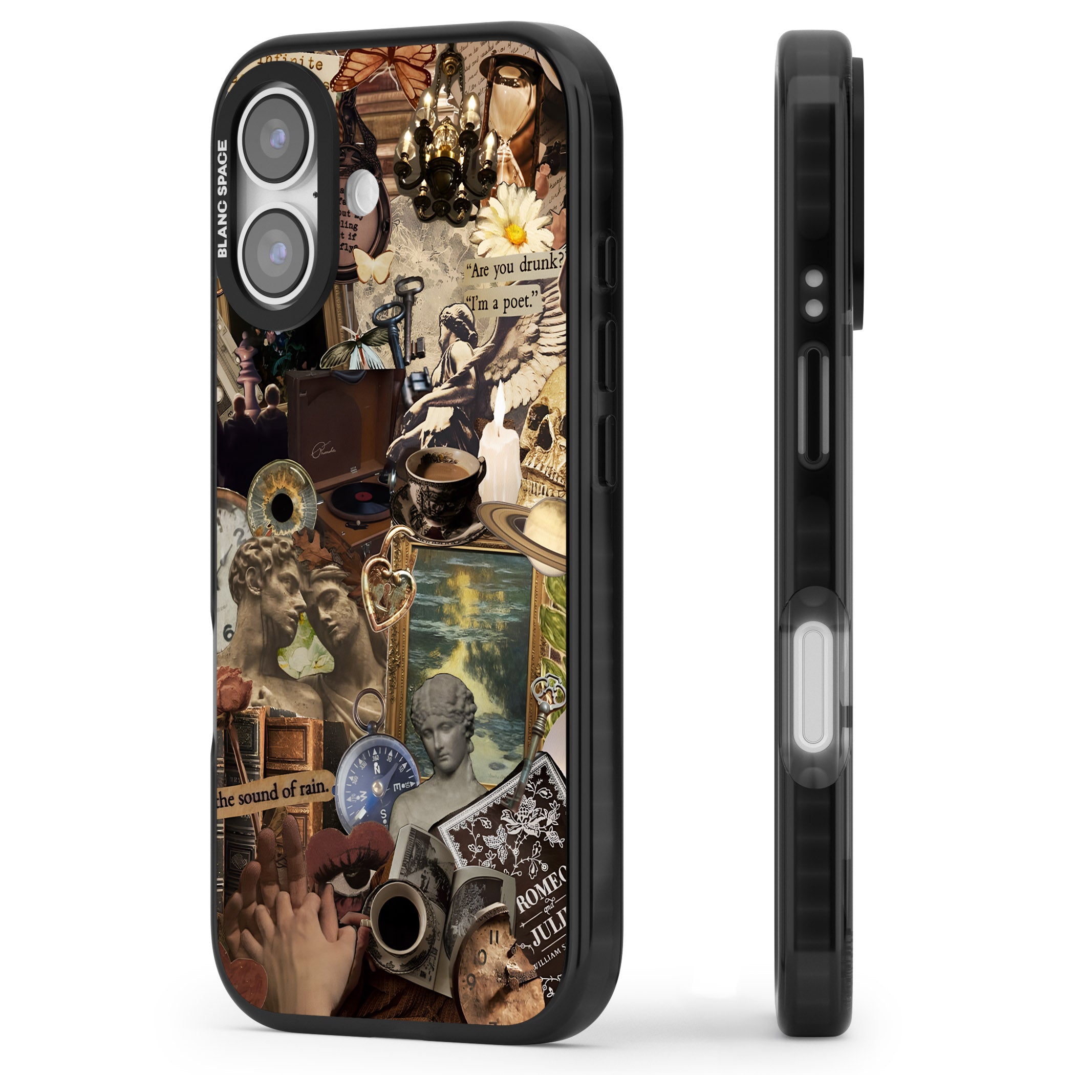 Vintage Academia Collage iPhone 17 Impact Black Phone Case Side Profile