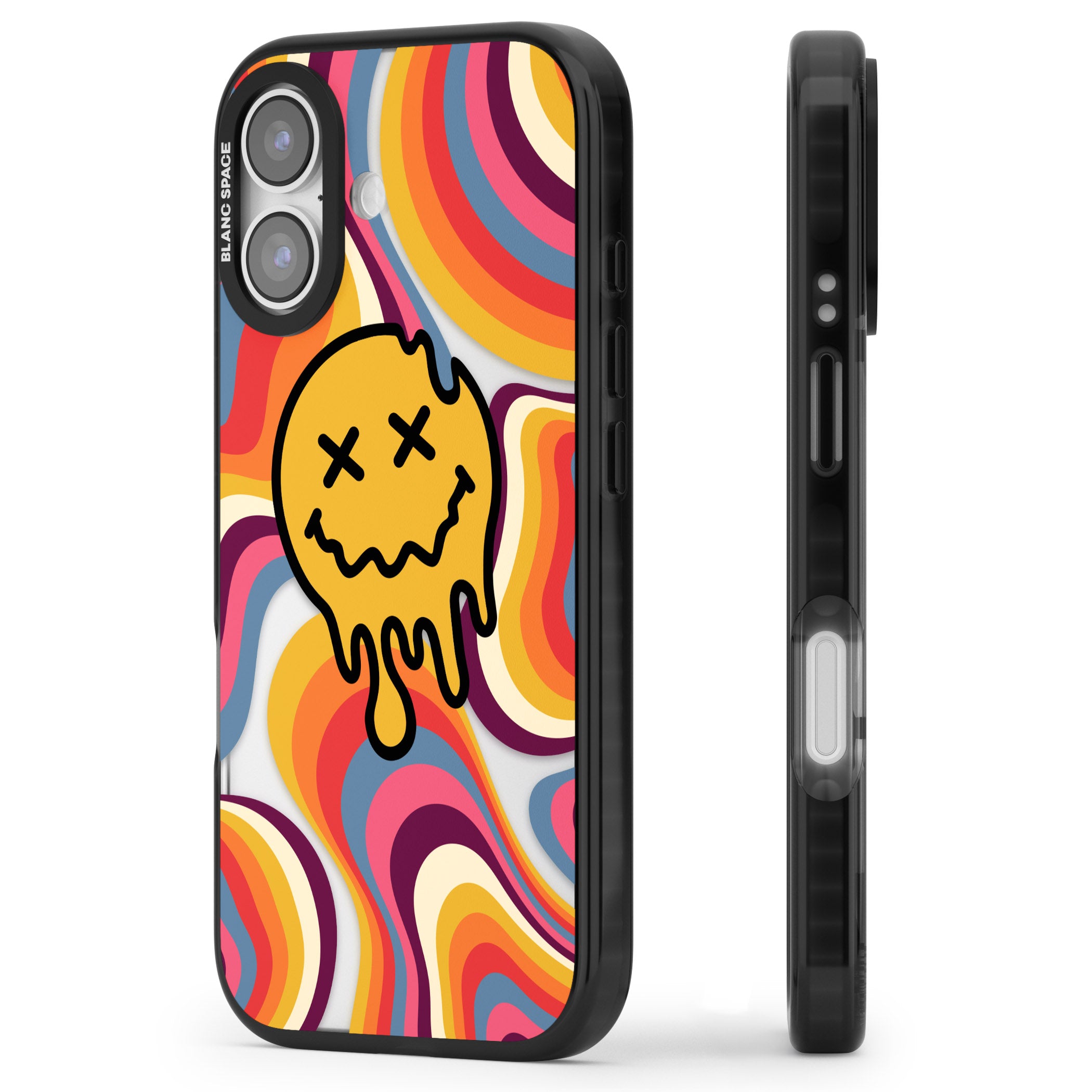 Trippy Face Melt iPhone 17 Impact Black Phone Case Side Profile