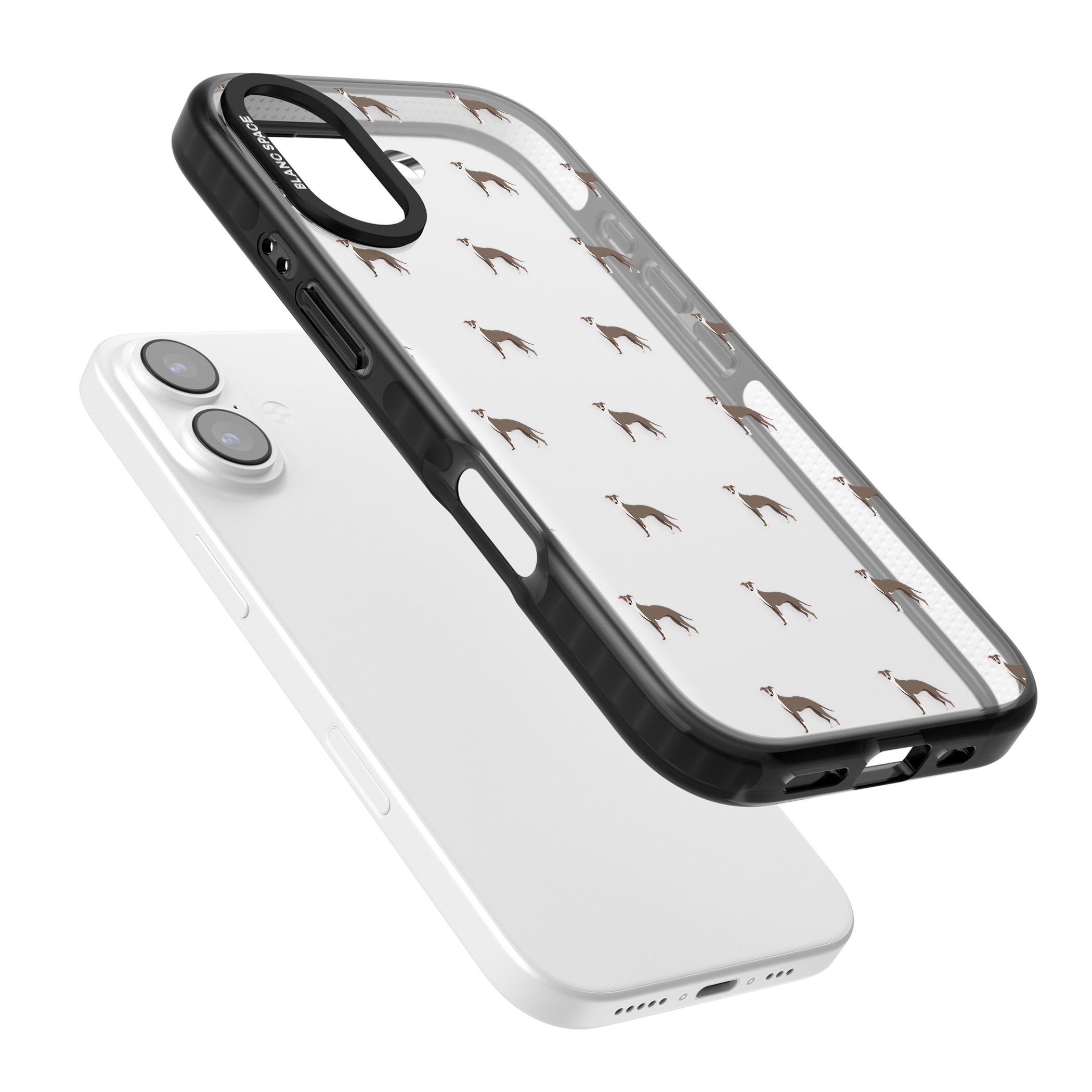 Whippet Dog Pattern Clear iPhone 17 Impact Black Phone Case Colours
