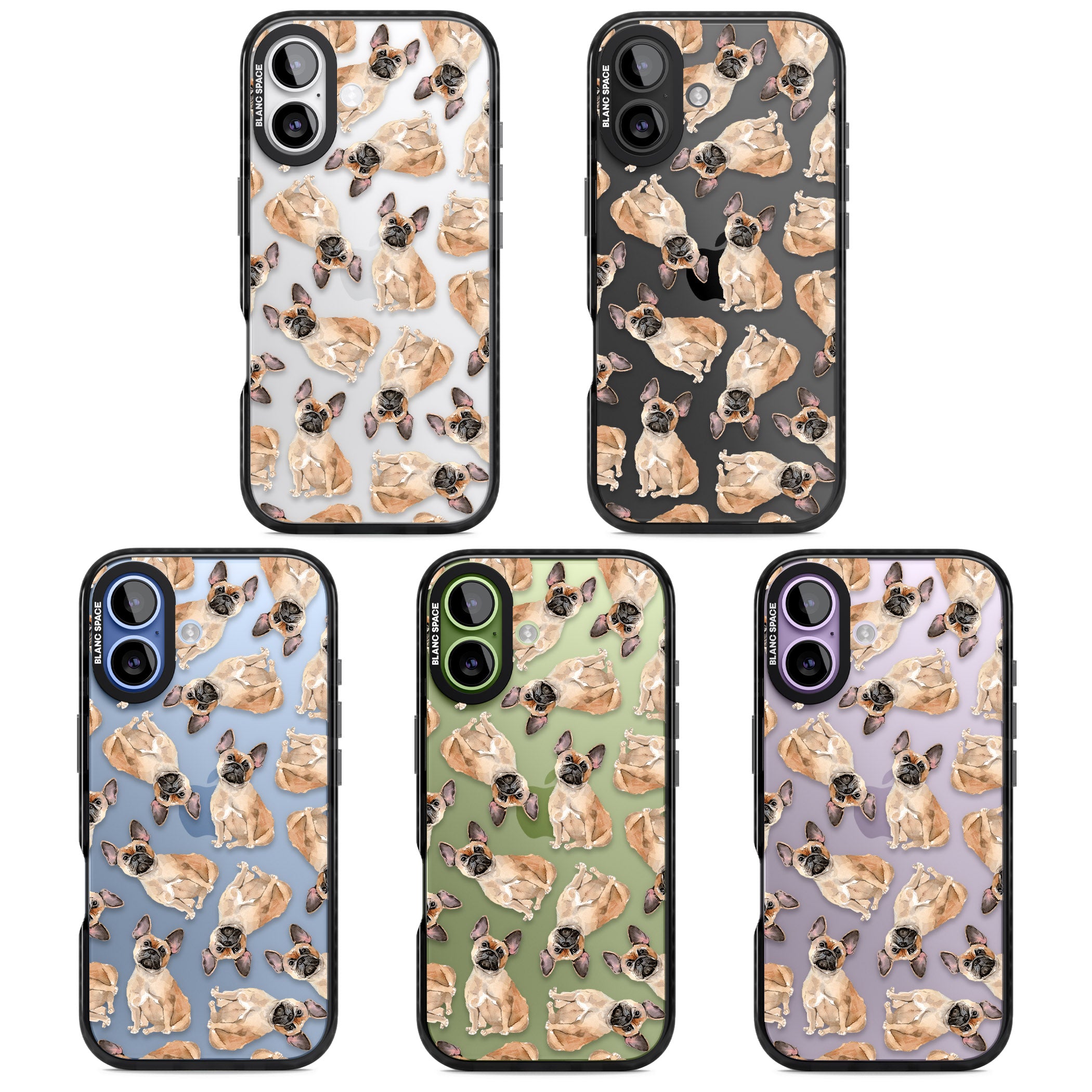 French Bulldog Watercolour Pattern iPhone 17 Impact Black Phone Case APT Impact Protection