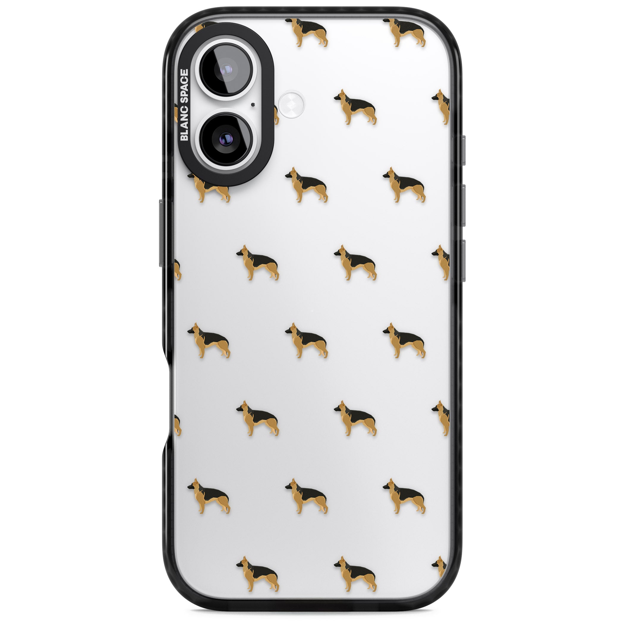German Shepherd Pattern Clear iPhone 17 Impact Black Phone Case