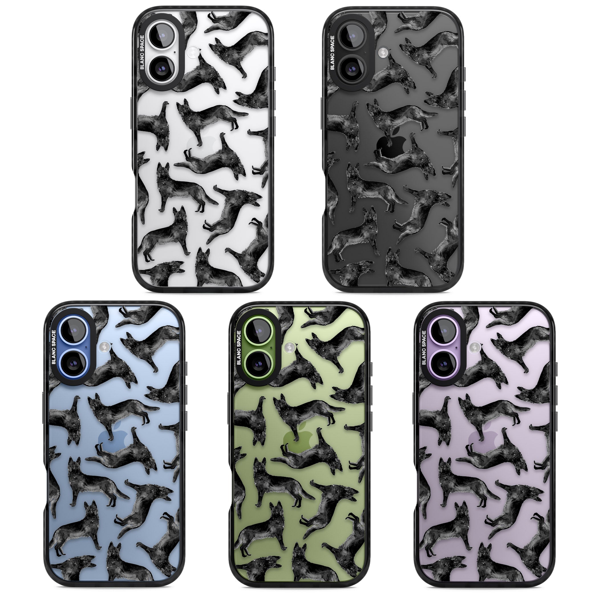 German Shepherd Pattern Black iPhone 17 Impact Black Phone Case APT Impact Protection