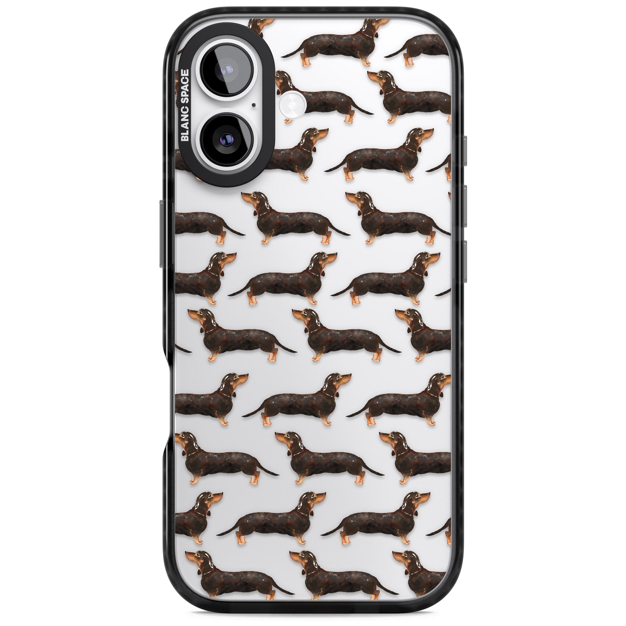 Dachshund Pattern Black Tan iPhone 17 Impact Black Phone Case