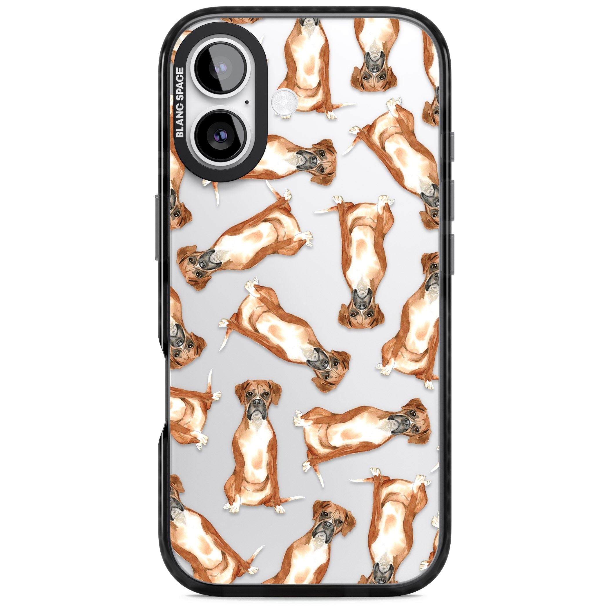 Boxer Watercolor Dog Pattern iPhone 17 Impact Black Phone Case