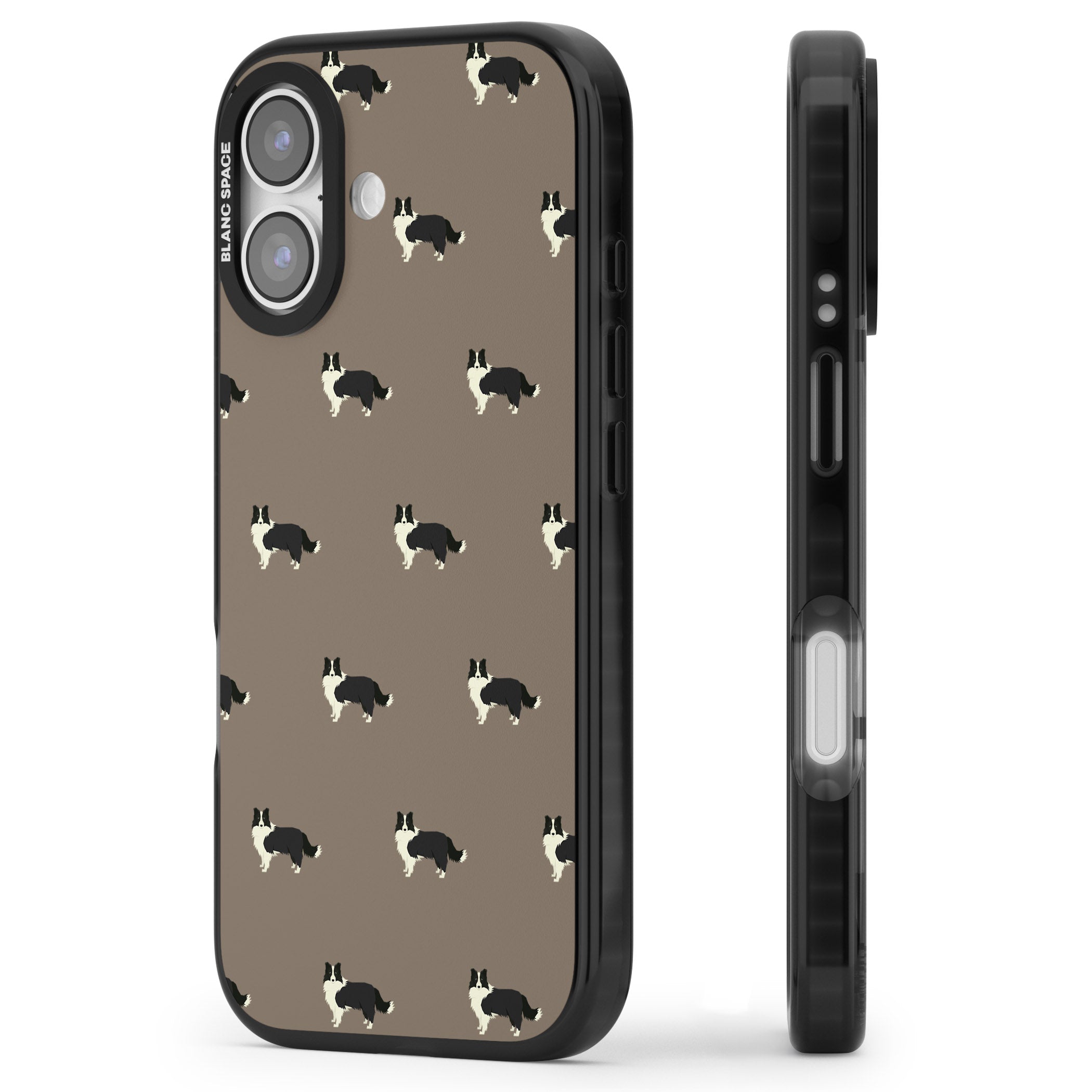 Border Collie Pattern Classic iPhone 17 Impact Black Phone Case Side Profile
