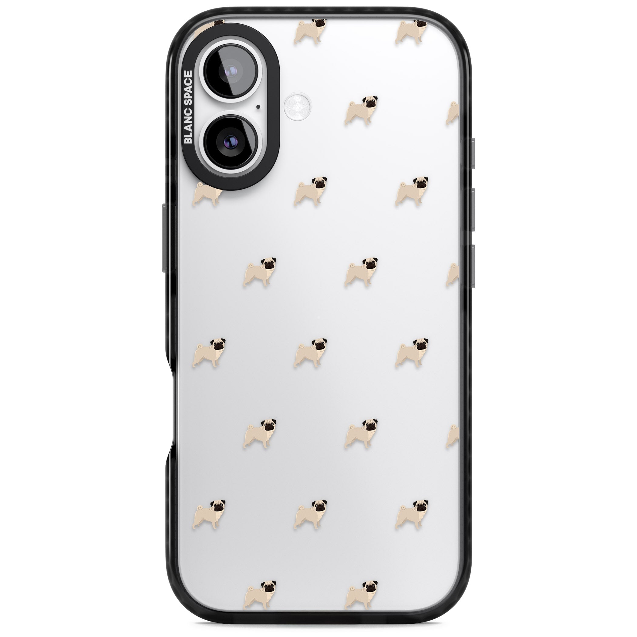 Pug Pattern iPhone 17 Impact Black Phone Case