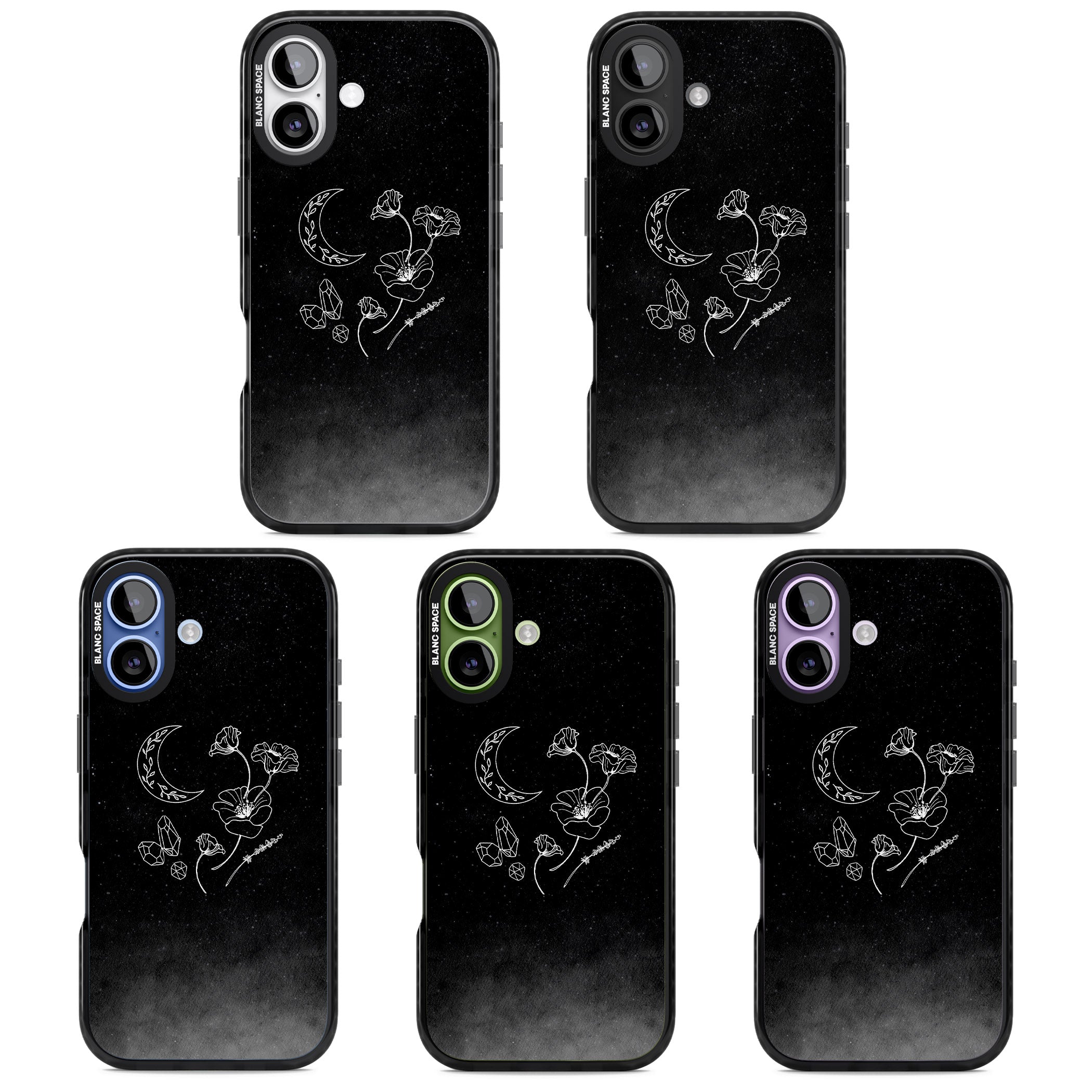 Midnight Moon Botanic iPhone 17 Impact Black Phone Case APT Impact Protection