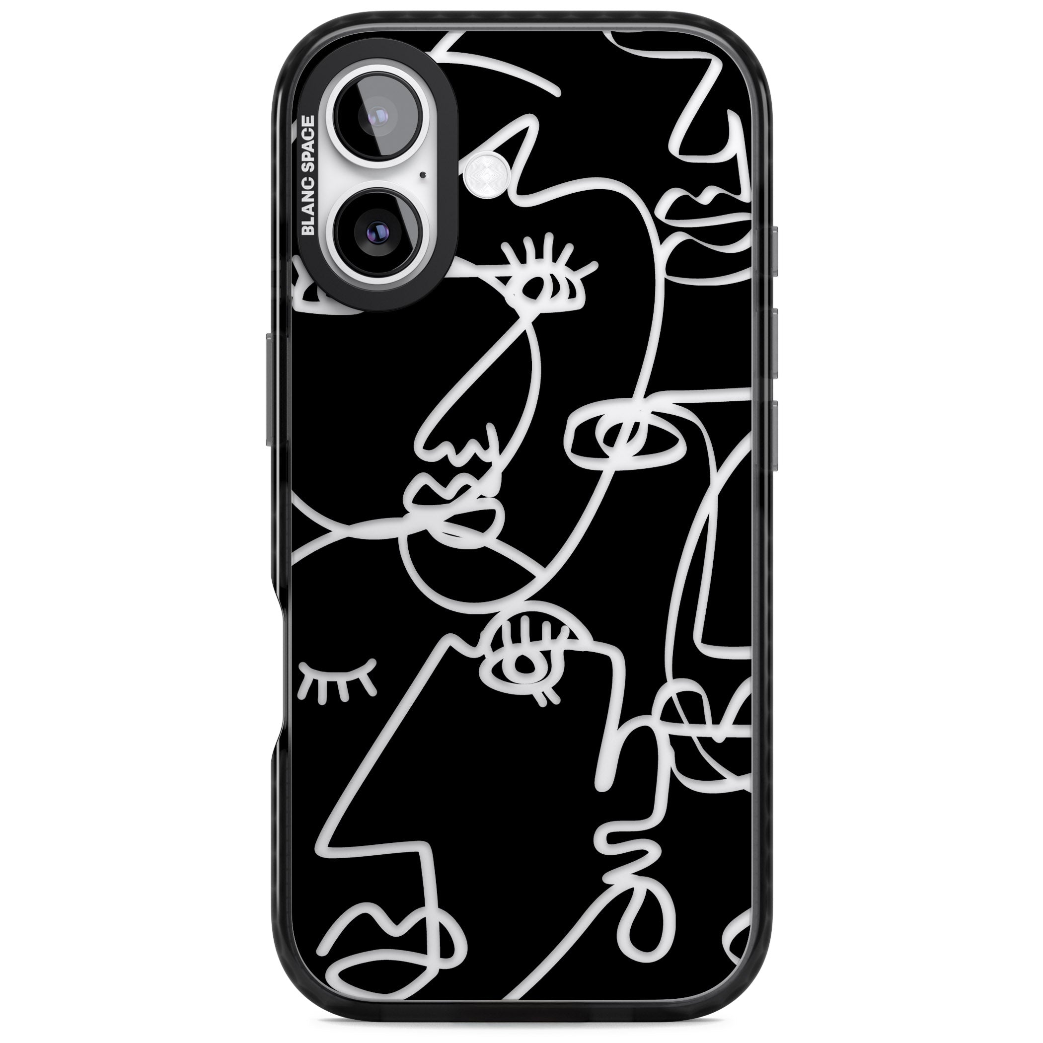 Abstract Line Art Clear Black iPhone 17 Impact Black Phone Case