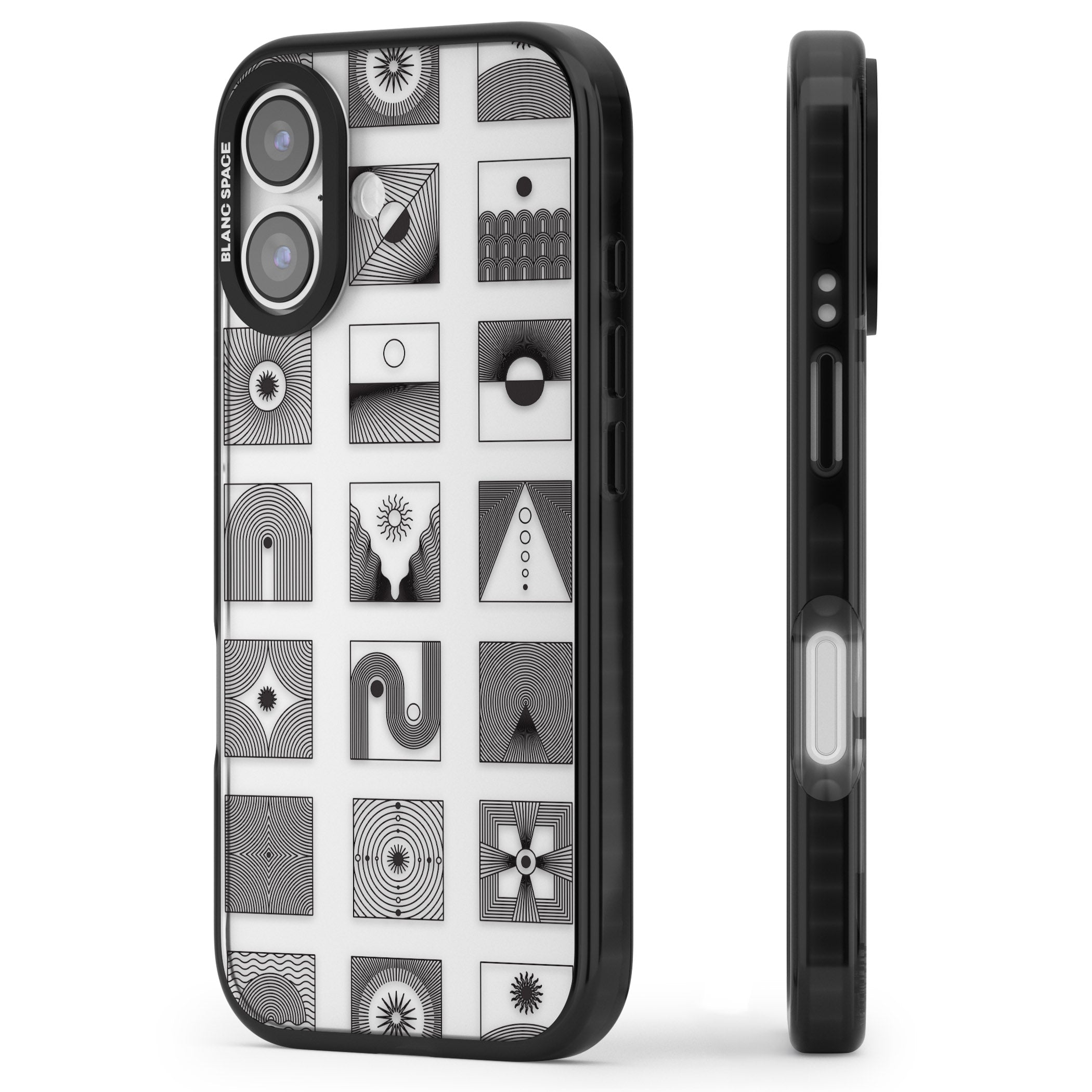 Abstract Geometric iPhone 17 Impact Black Phone Case Side Profile