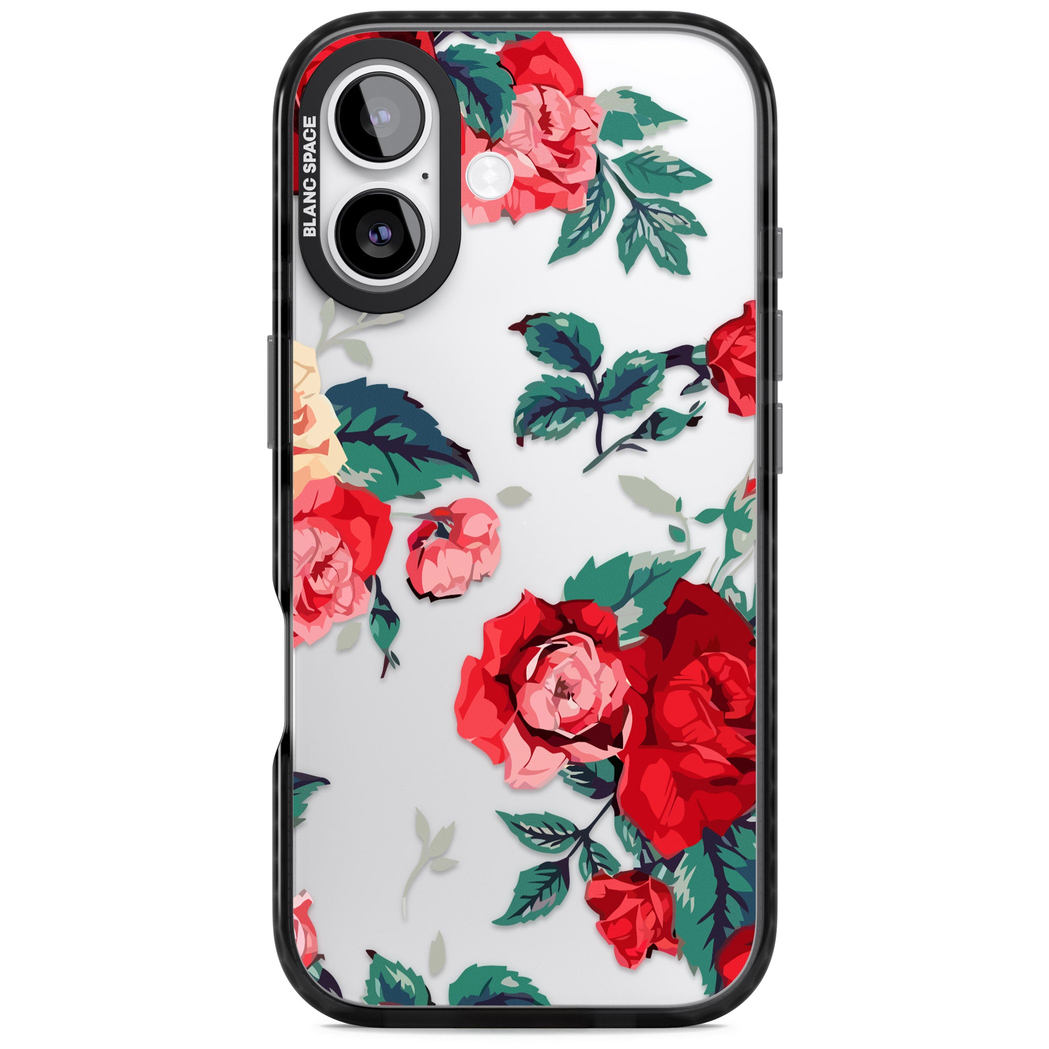 Rose Pattern iPhone 17 Impact Black Phone Case