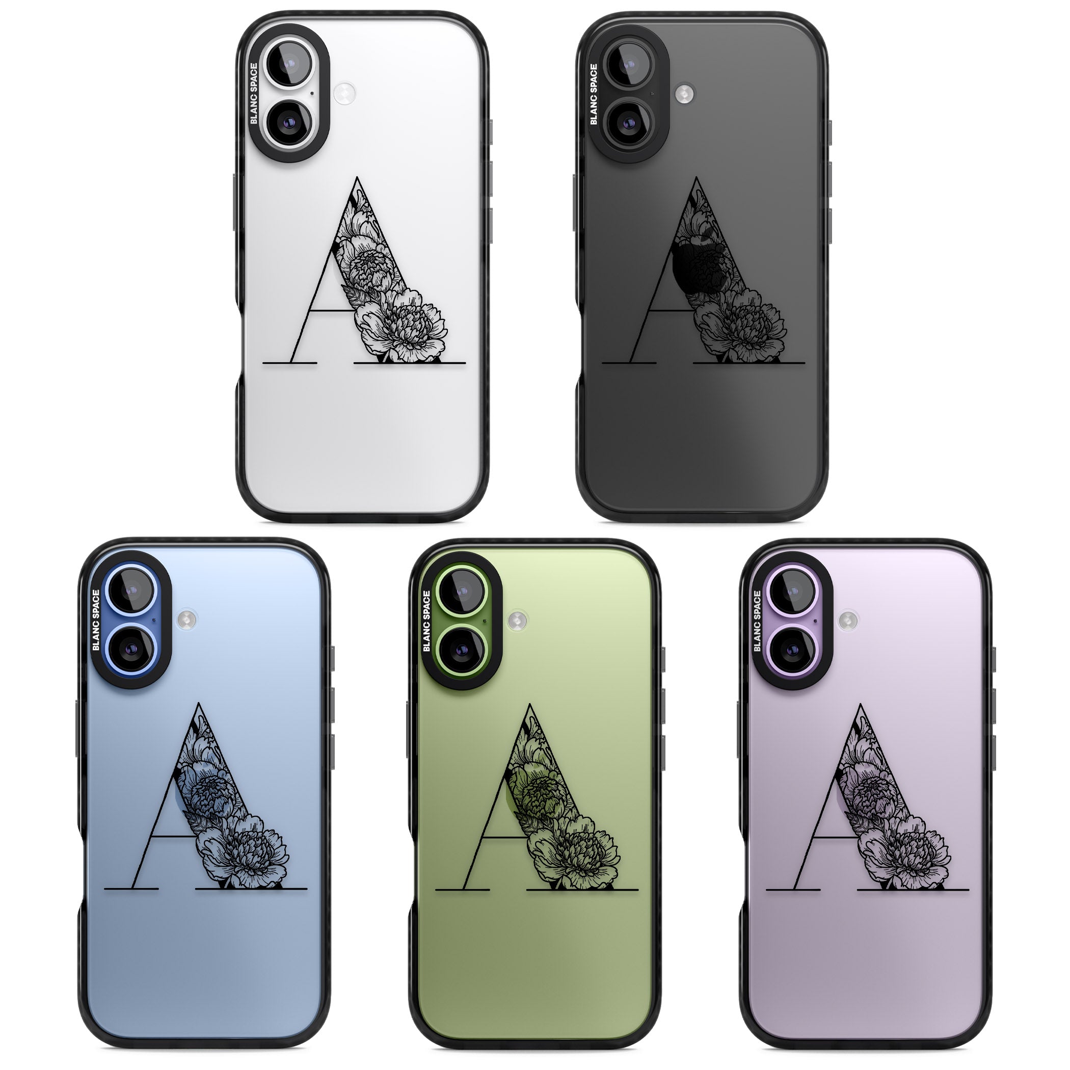 Personalised Floral Monogram iPhone 17 Impact Black Phone Case APT Impact Protection