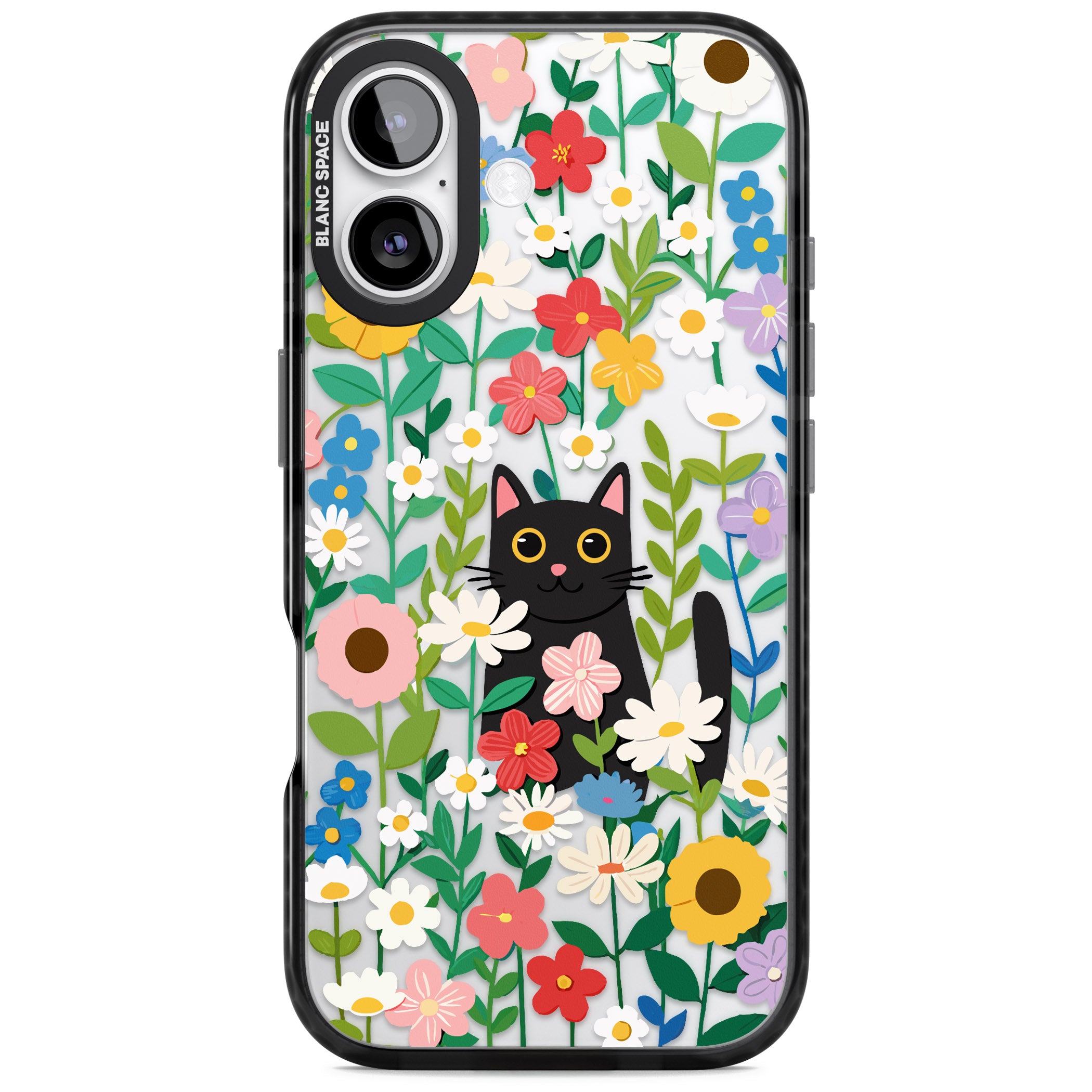 Whiskers & Wildflowers Cat iPhone 17 Impact Black Phone Case