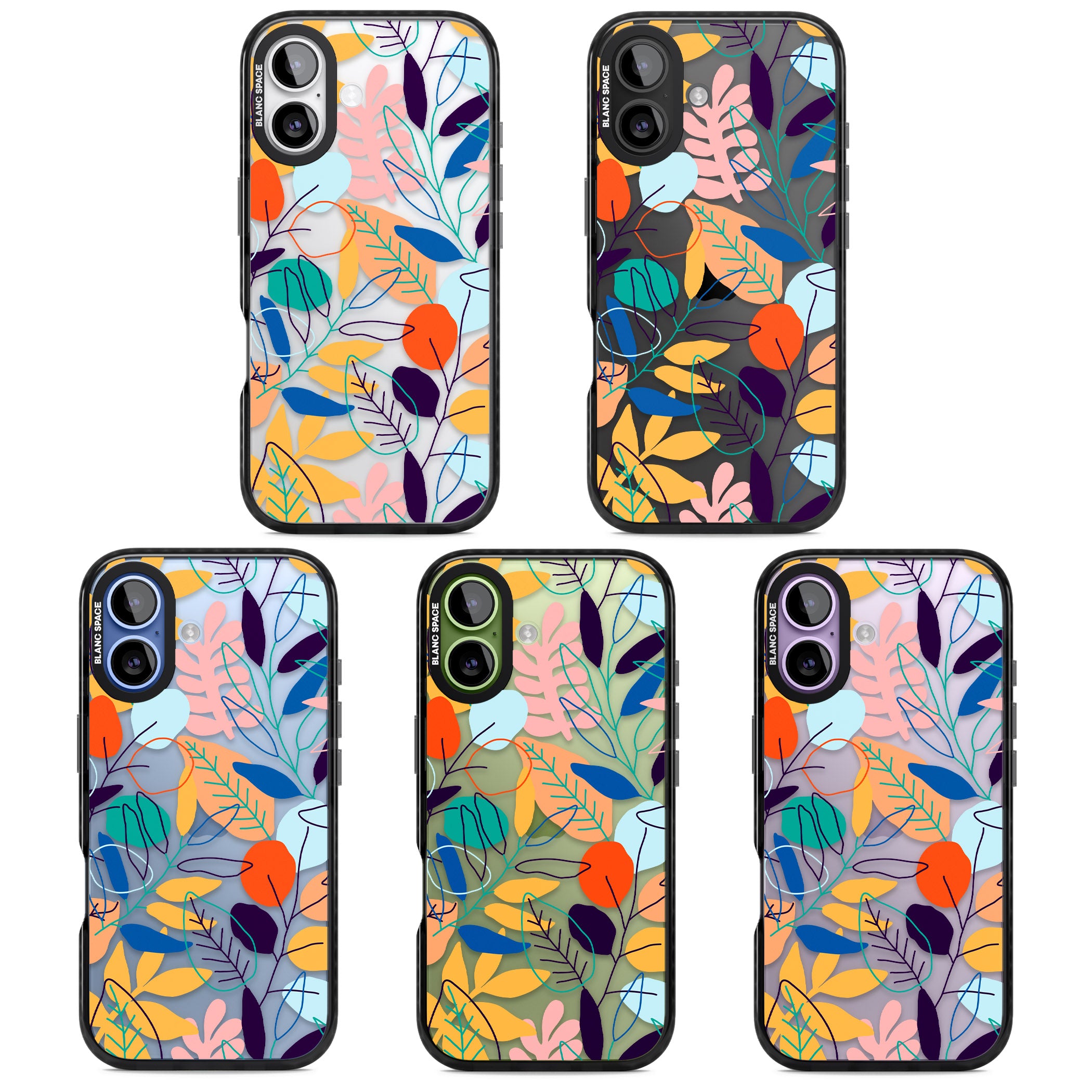 Abstract Line Drawn Leaves iPhone 17 Impact Black Phone Case APT Impact Protection