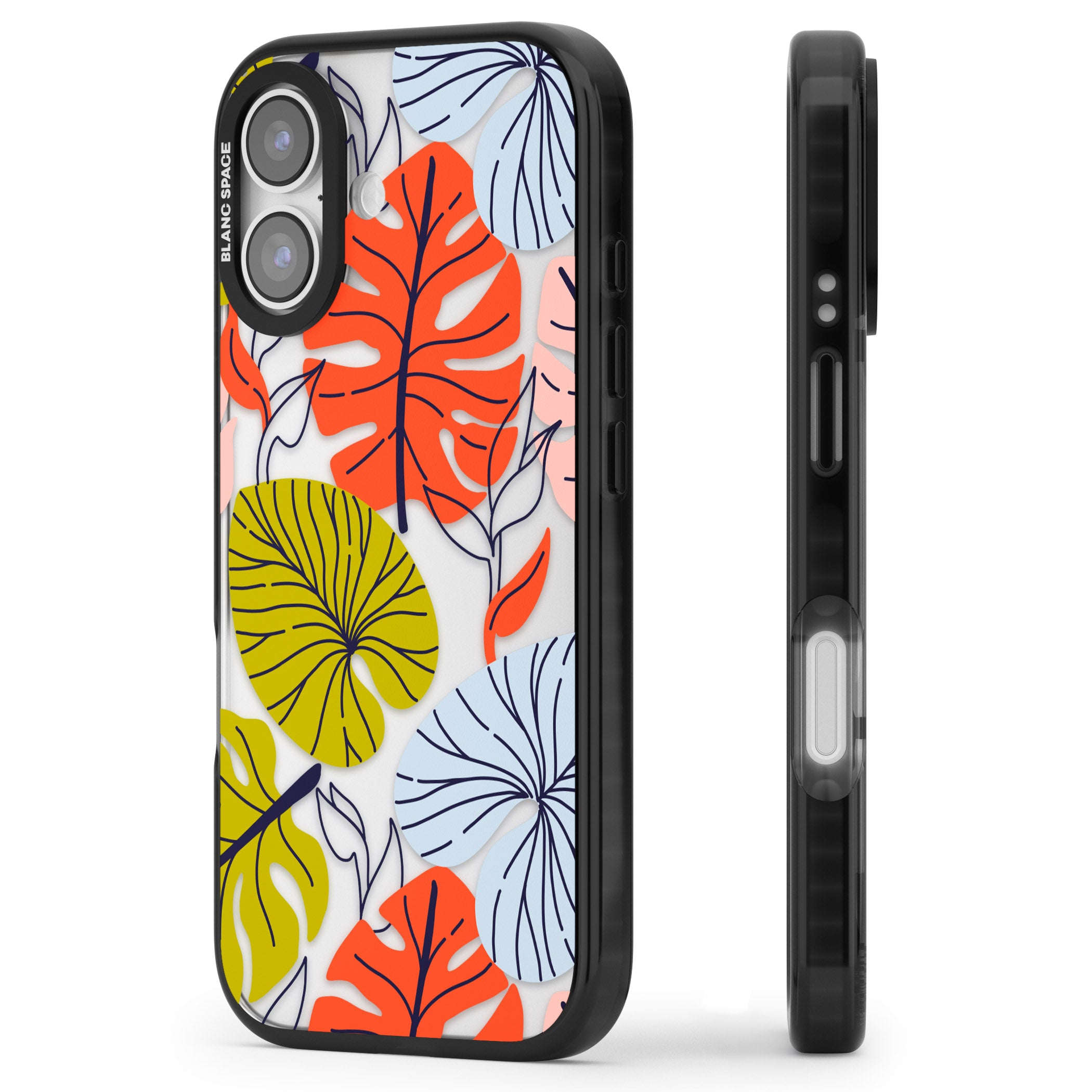 Retro Leaves iPhone 17 Impact Black Phone Case Side Profile