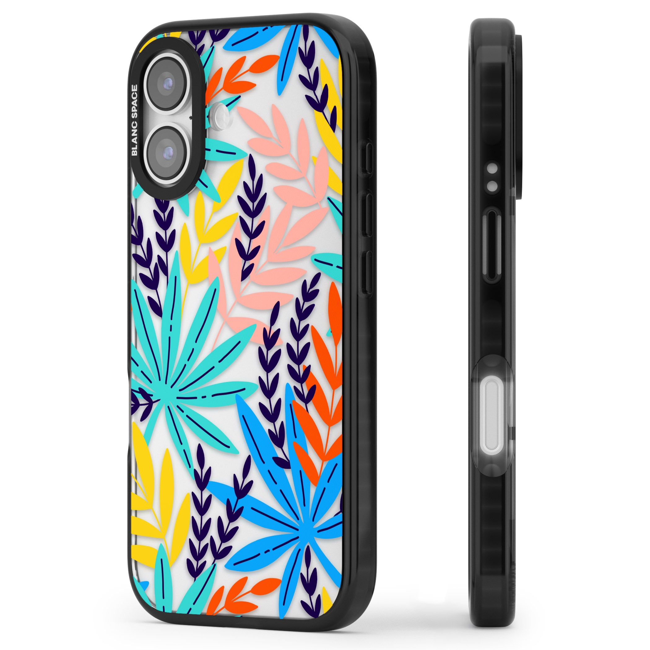 Tropical Palm Leaves iPhone 17 Impact Black Phone Case Side Profile